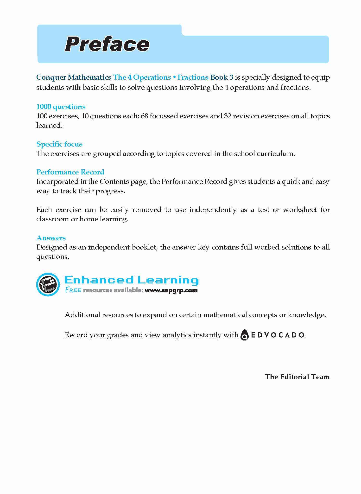 Conquer Mathematics The 4 Operations . Fractions Workbook 3