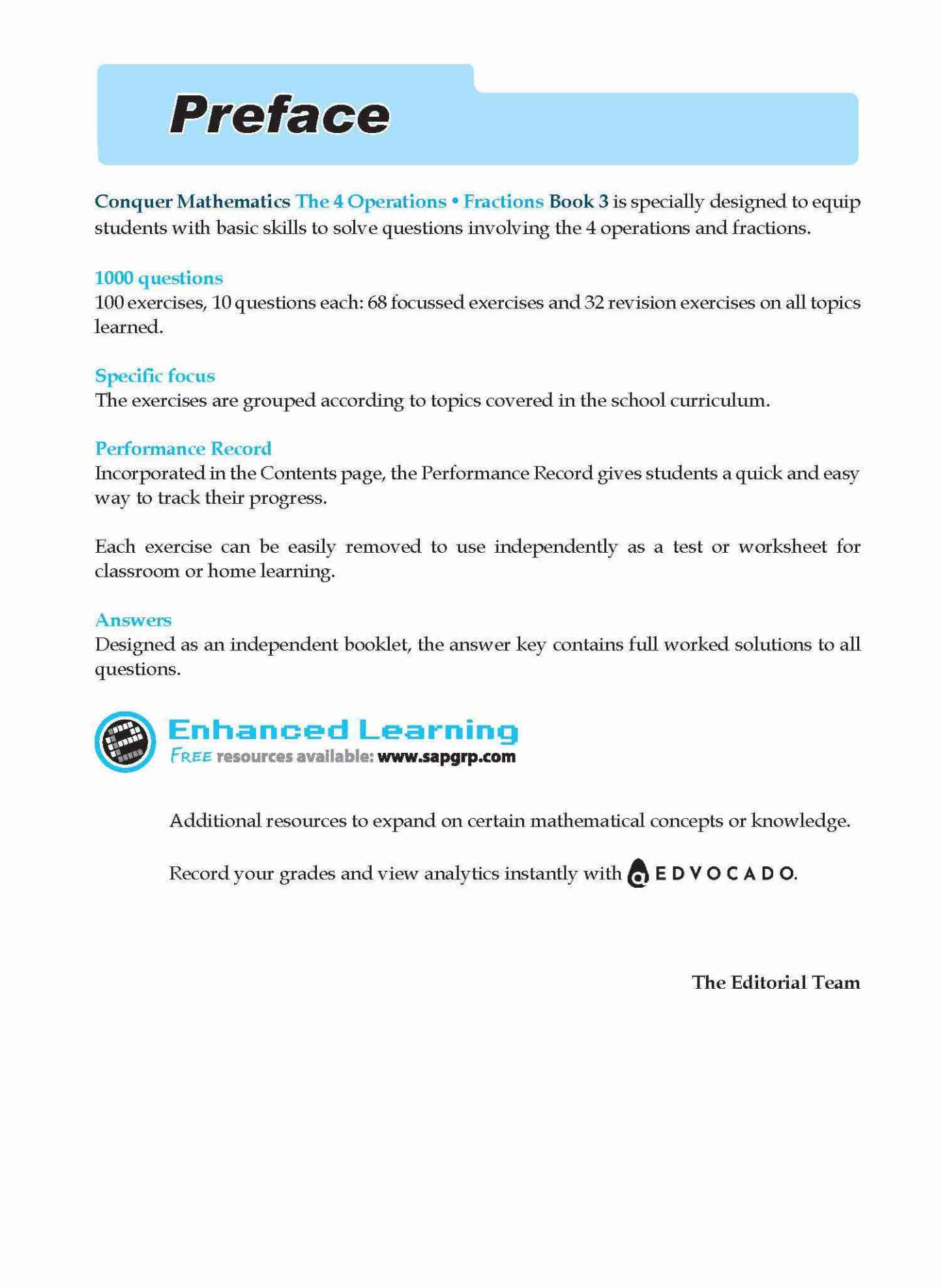 Conquer Mathematics The 4 Operations . Fractions Workbook 3