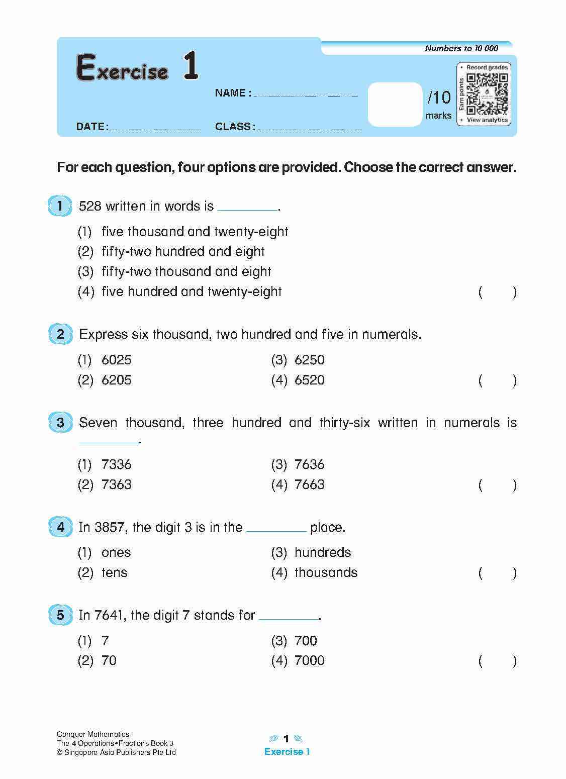 Conquer Mathematics The 4 Operations . Fractions Workbook 3