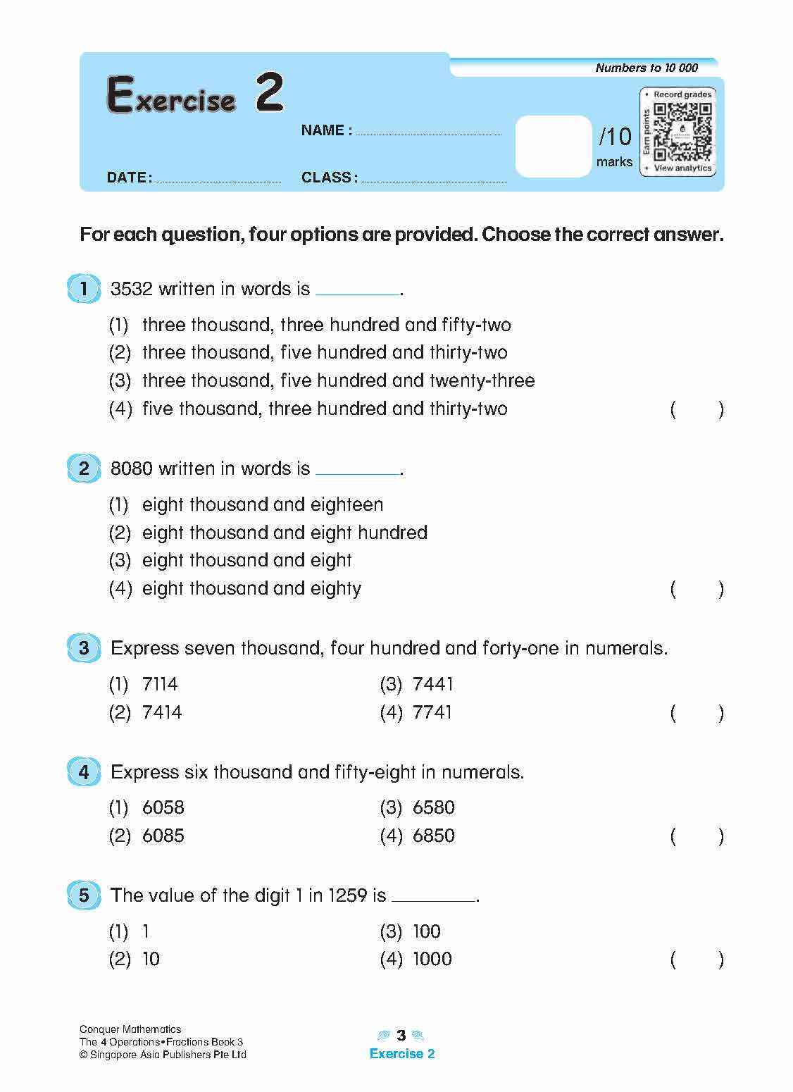Conquer Mathematics The 4 Operations . Fractions Workbook 3