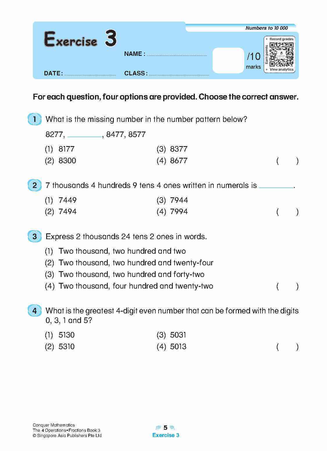 Conquer Mathematics The 4 Operations . Fractions Workbook 3