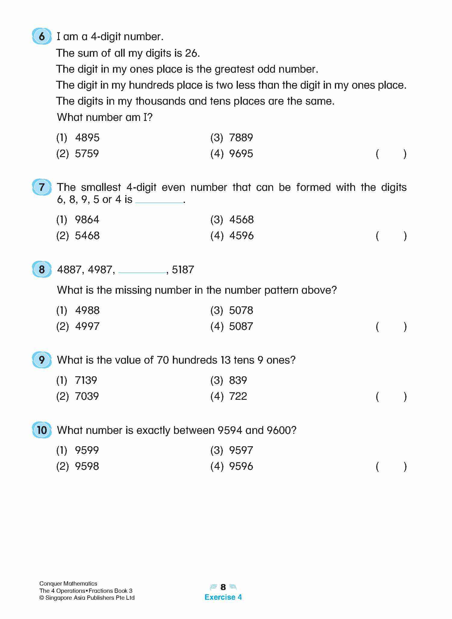 Conquer Mathematics The 4 Operations . Fractions Workbook 3