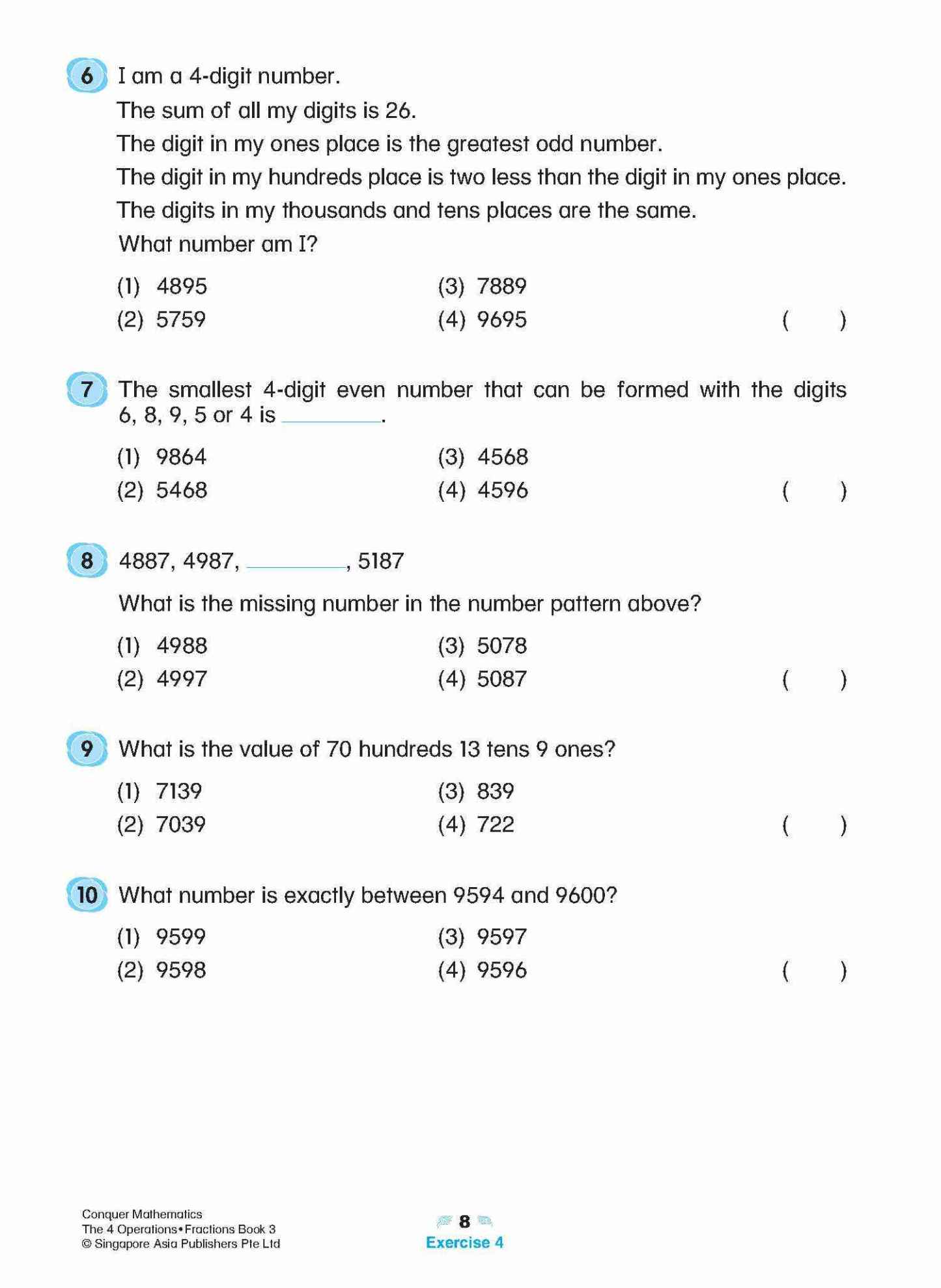 Conquer Mathematics The 4 Operations . Fractions Workbook 3