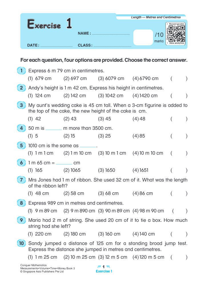 Conquer Mathematics Measurements . Volume . Time . Money Workbook 3