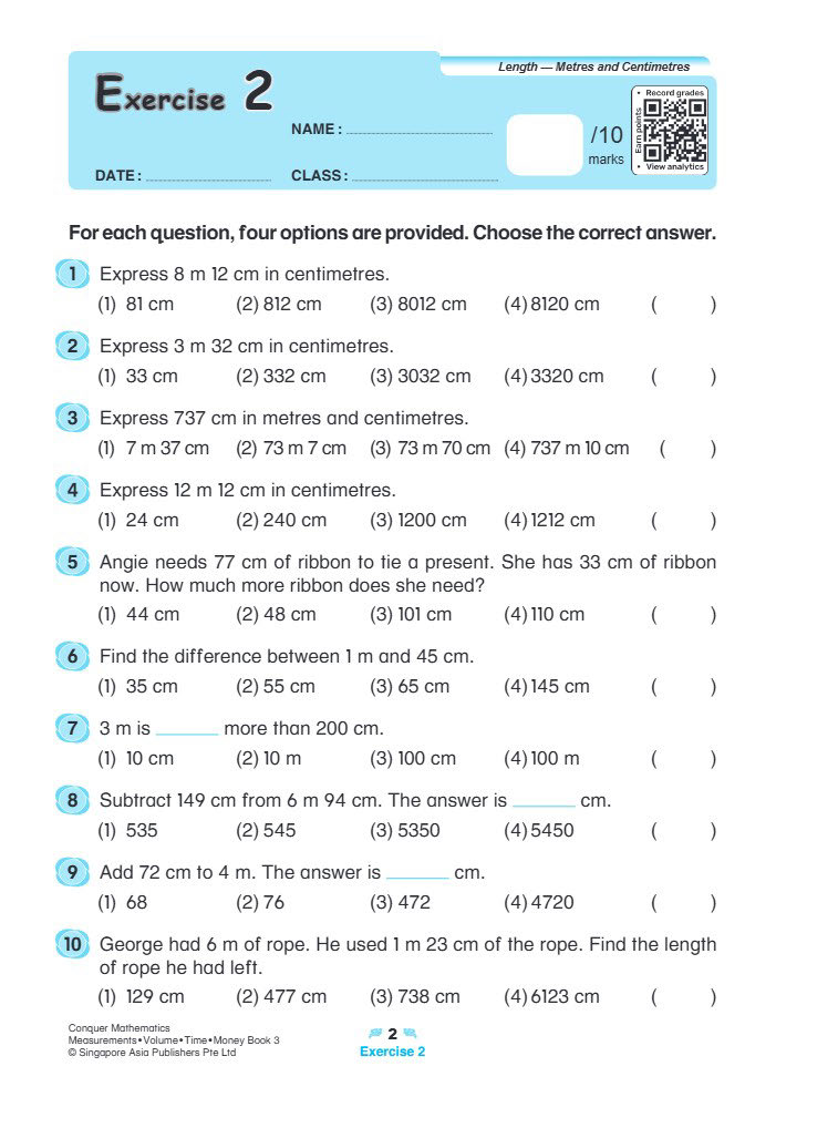 Conquer Mathematics Measurements . Volume . Time . Money Workbook 3