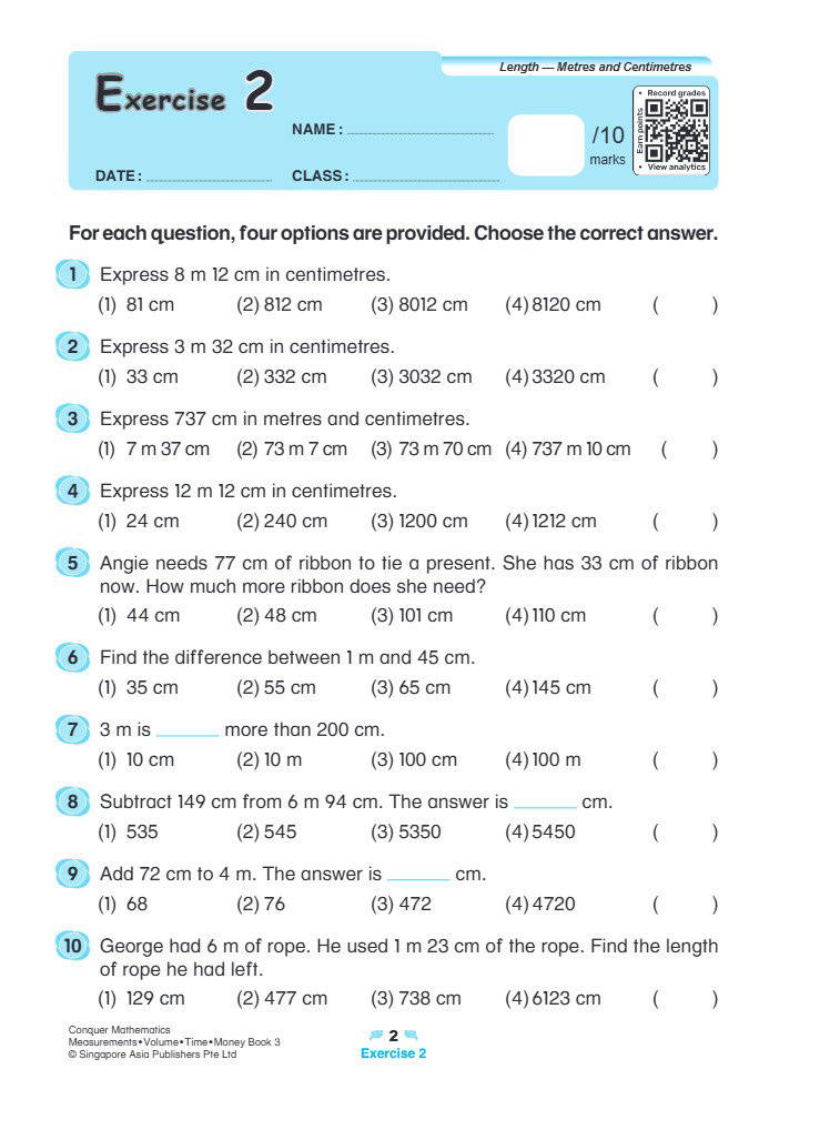 Conquer Mathematics Measurements . Volume . Time . Money Workbook 3