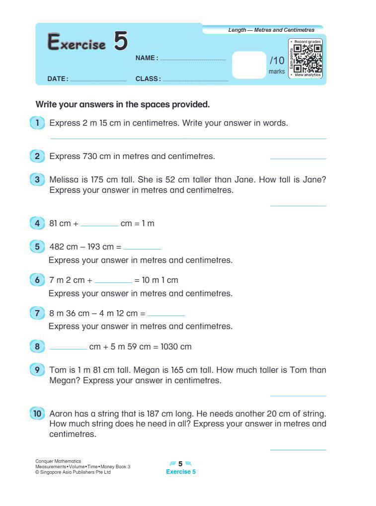 Conquer Mathematics Measurements . Volume . Time . Money Workbook 3