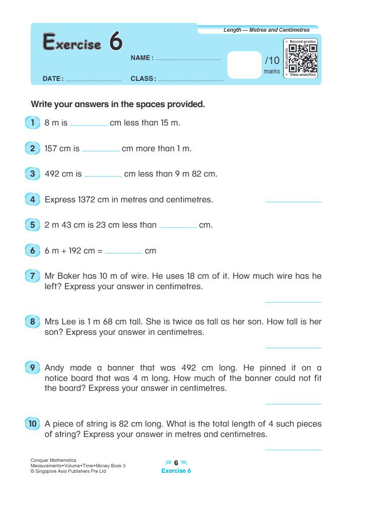 Conquer Mathematics Measurements . Volume . Time . Money Workbook 3