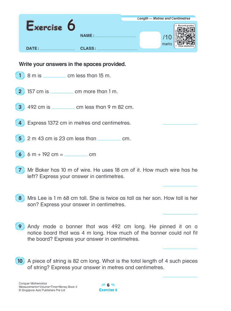 Conquer Mathematics Measurements . Volume . Time . Money Workbook 3