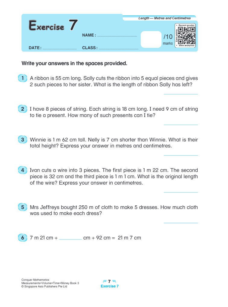 Conquer Mathematics Measurements . Volume . Time . Money Workbook 3