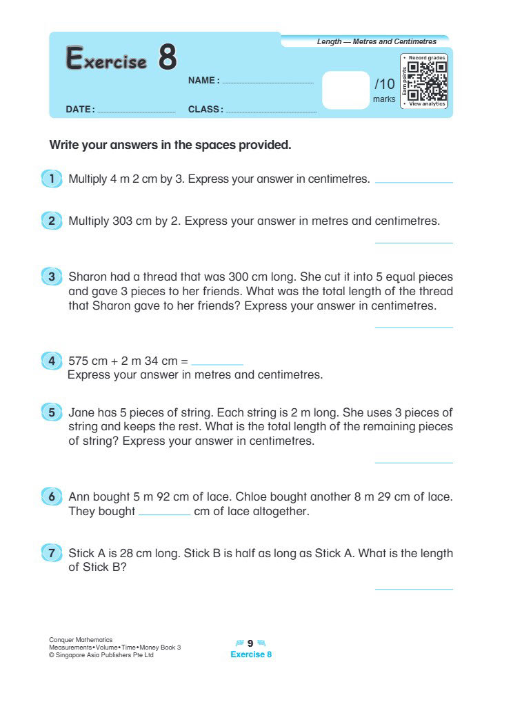 Conquer Mathematics Measurements . Volume . Time . Money Workbook 3