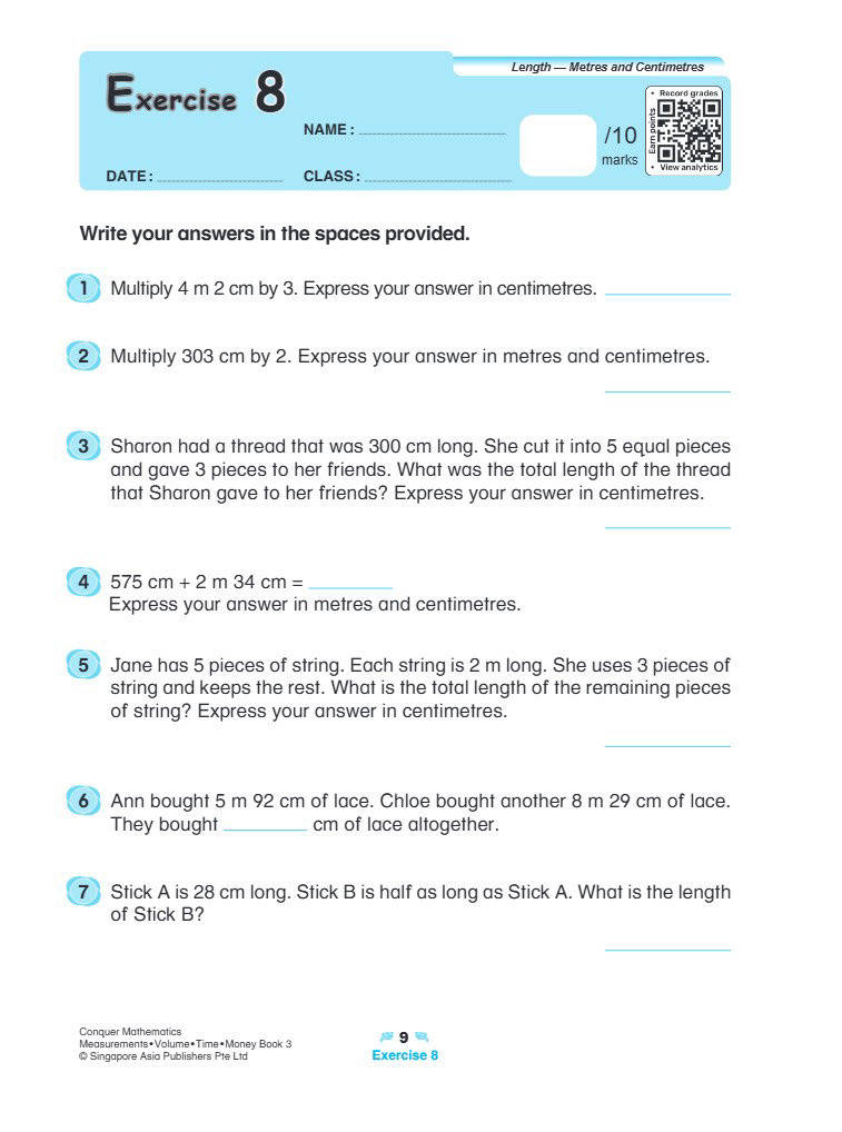 Conquer Mathematics Measurements . Volume . Time . Money Workbook 3