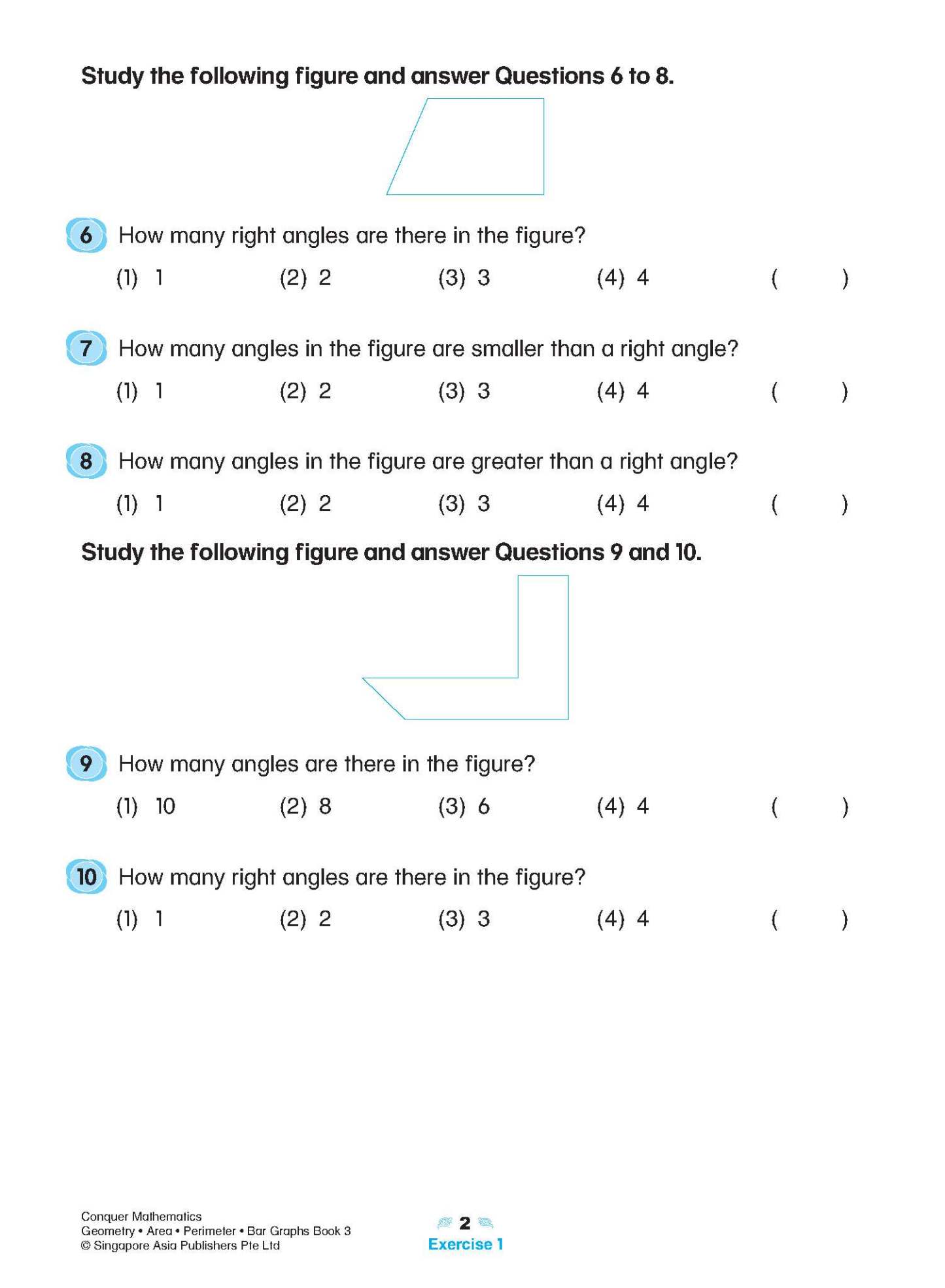 Conquer Mathematics Geometry . Area . Perimeter . Bar Graphs Workbook 3
