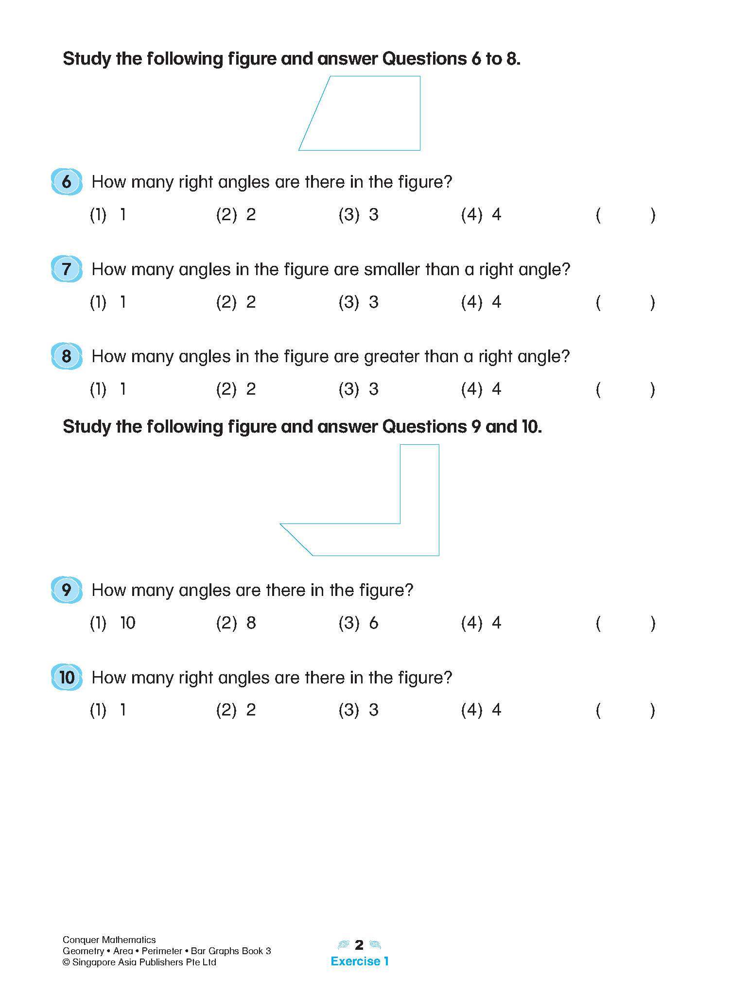 Conquer Mathematics Geometry . Area . Perimeter . Bar Graphs Workbook 3