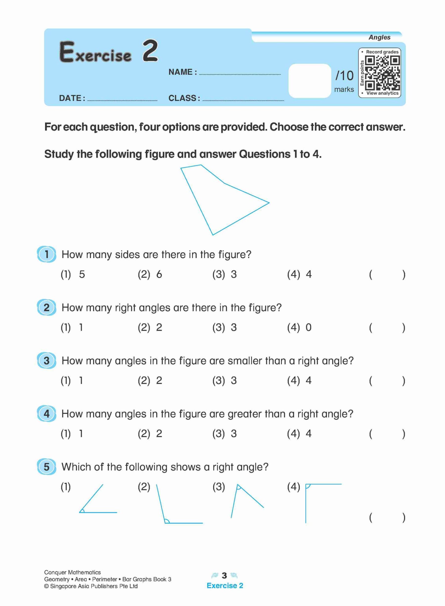 Conquer Mathematics Geometry . Area . Perimeter . Bar Graphs Workbook 3