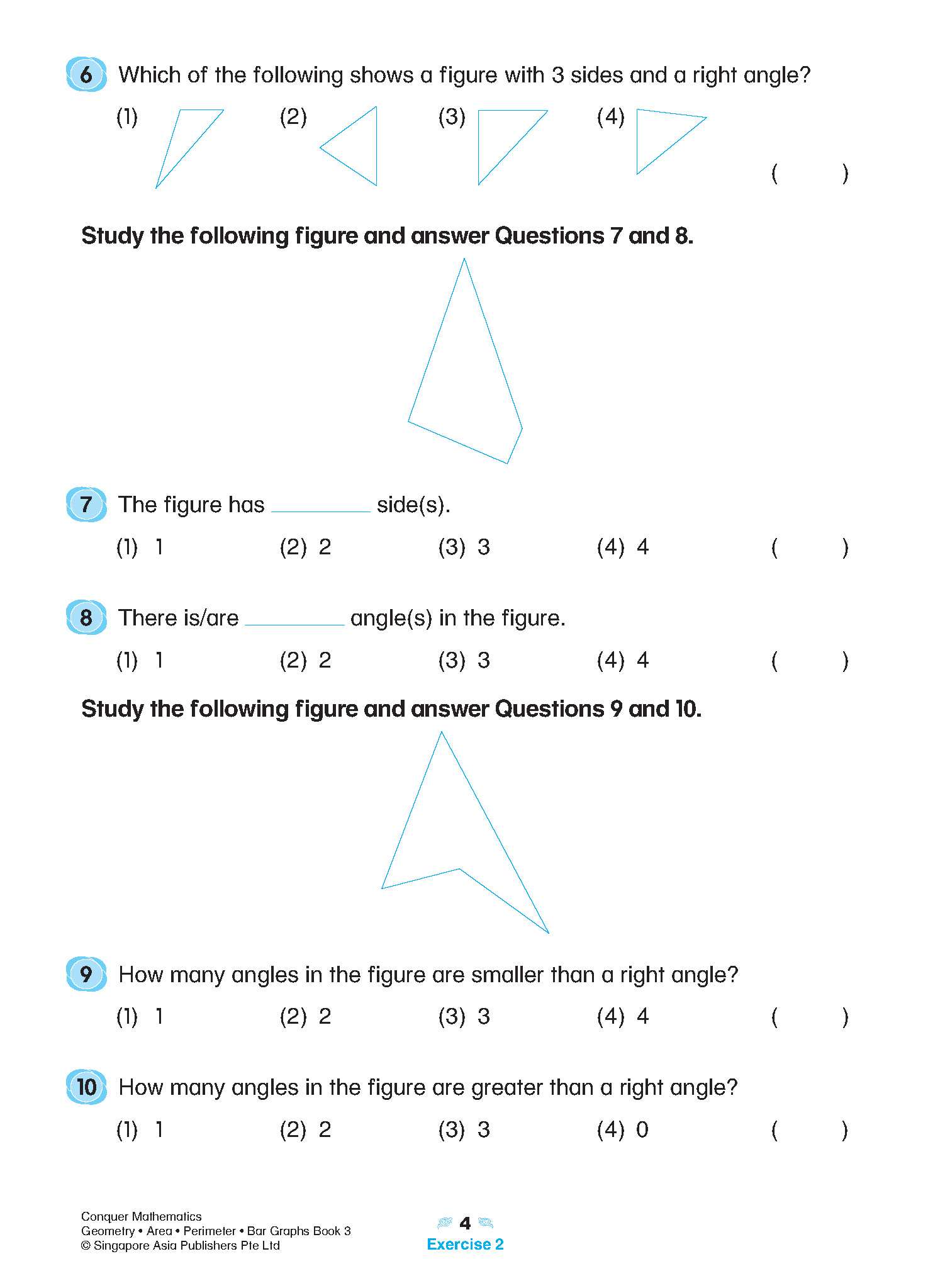 Conquer Mathematics Geometry . Area . Perimeter . Bar Graphs Workbook 3