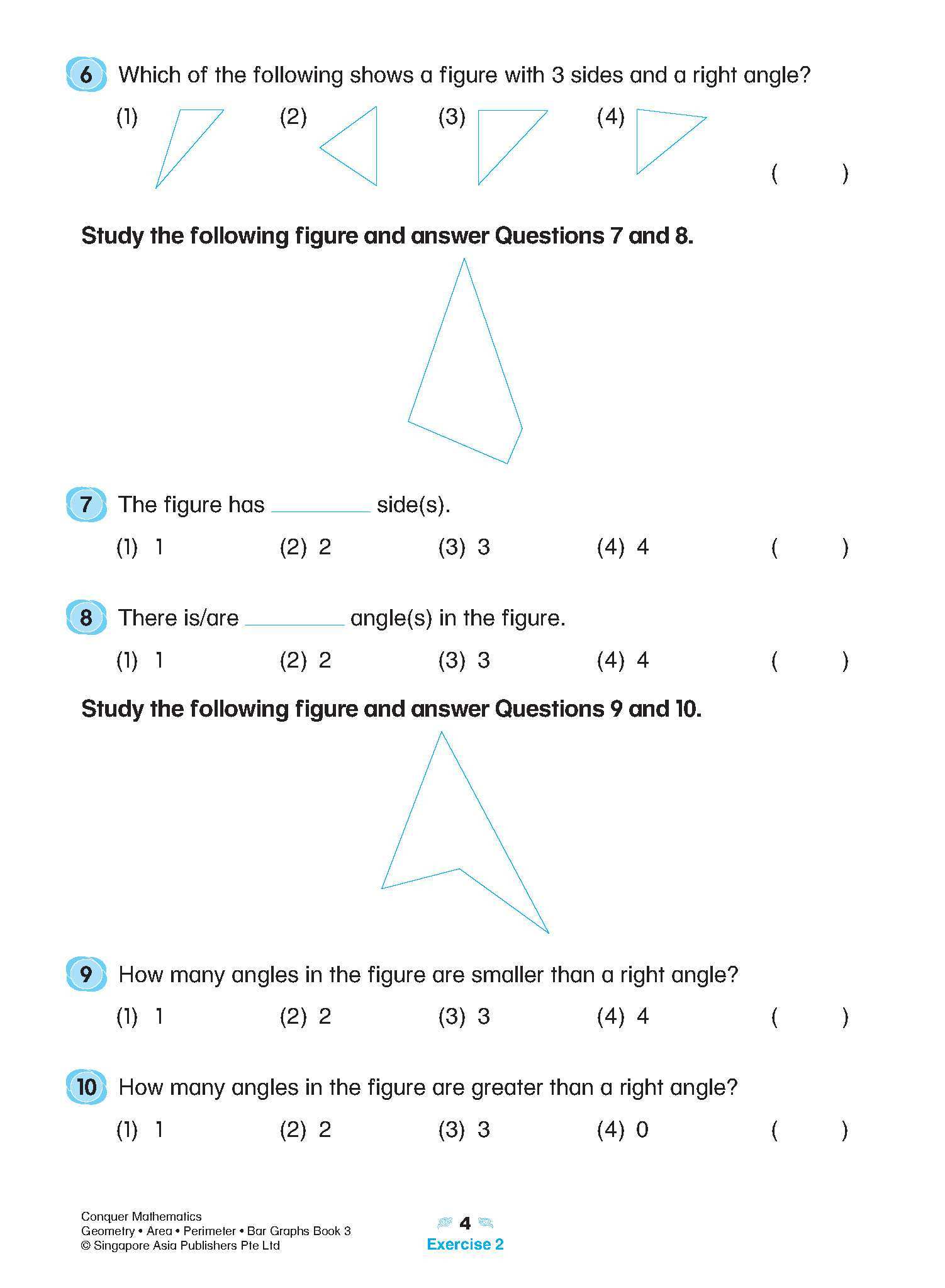 Conquer Mathematics Geometry . Area . Perimeter . Bar Graphs Workbook 3