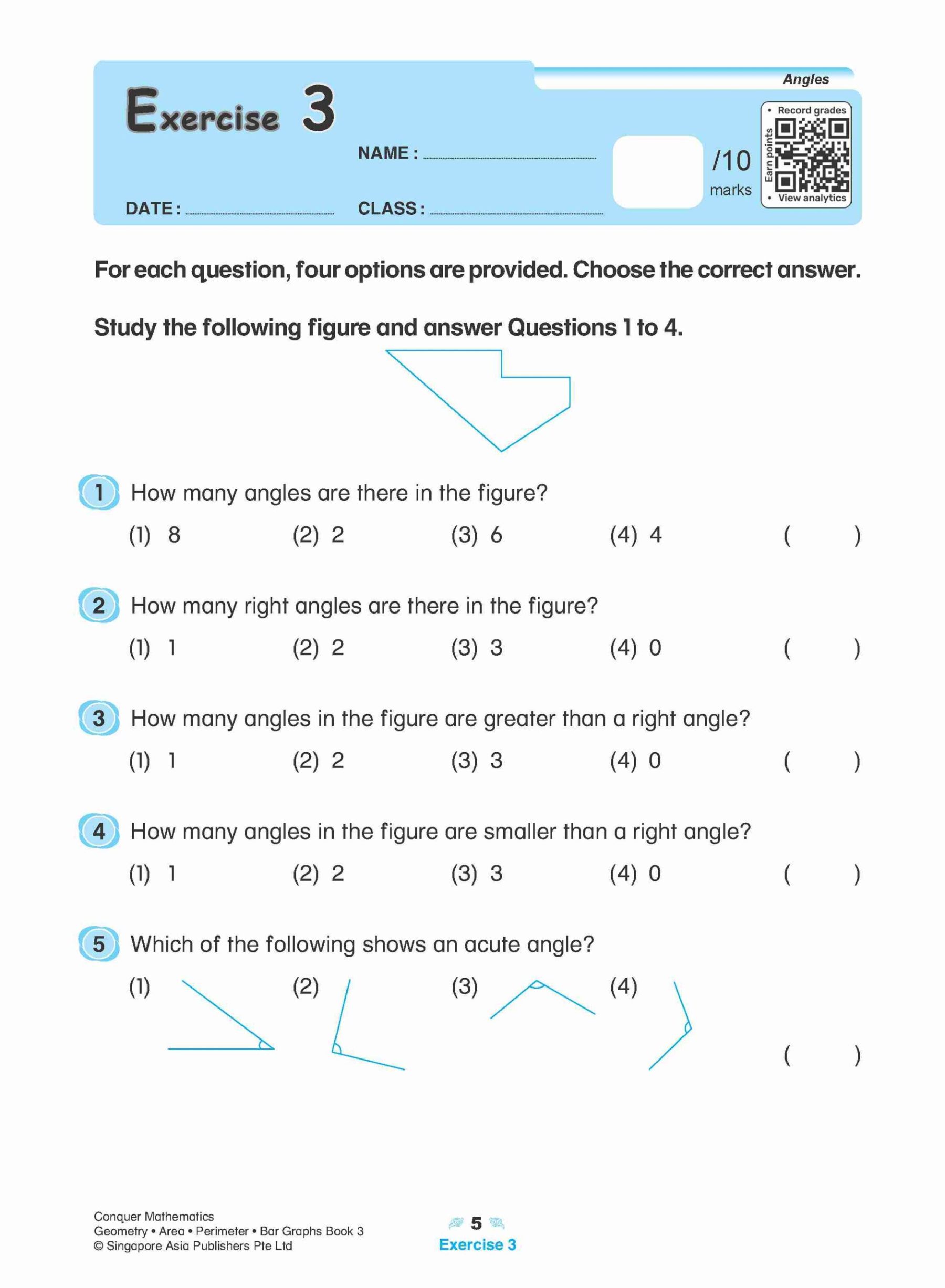 Conquer Mathematics Geometry . Area . Perimeter . Bar Graphs Workbook 3