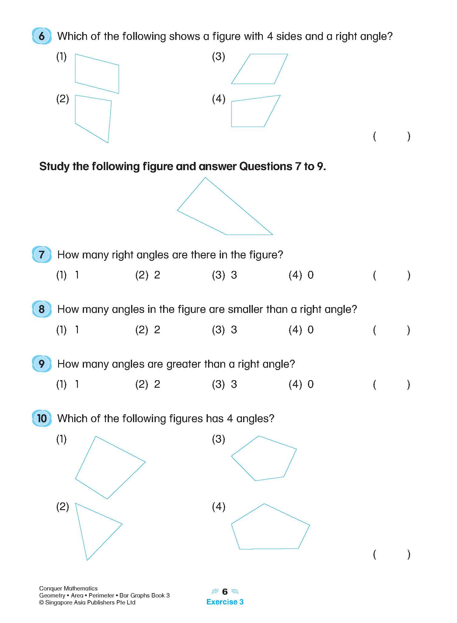 Conquer Mathematics Geometry . Area . Perimeter . Bar Graphs Workbook 3
