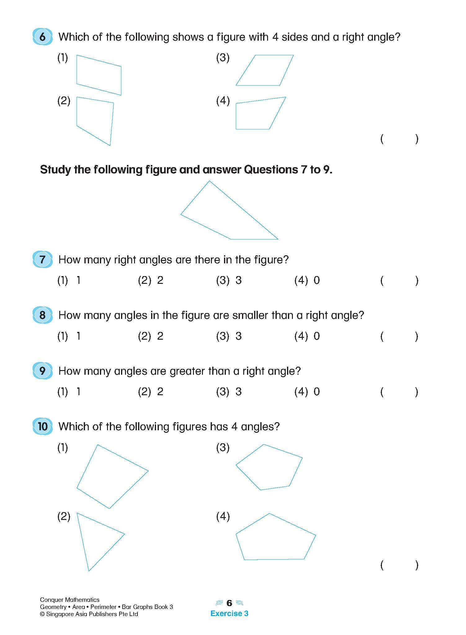 Conquer Mathematics Geometry . Area . Perimeter . Bar Graphs Workbook 3