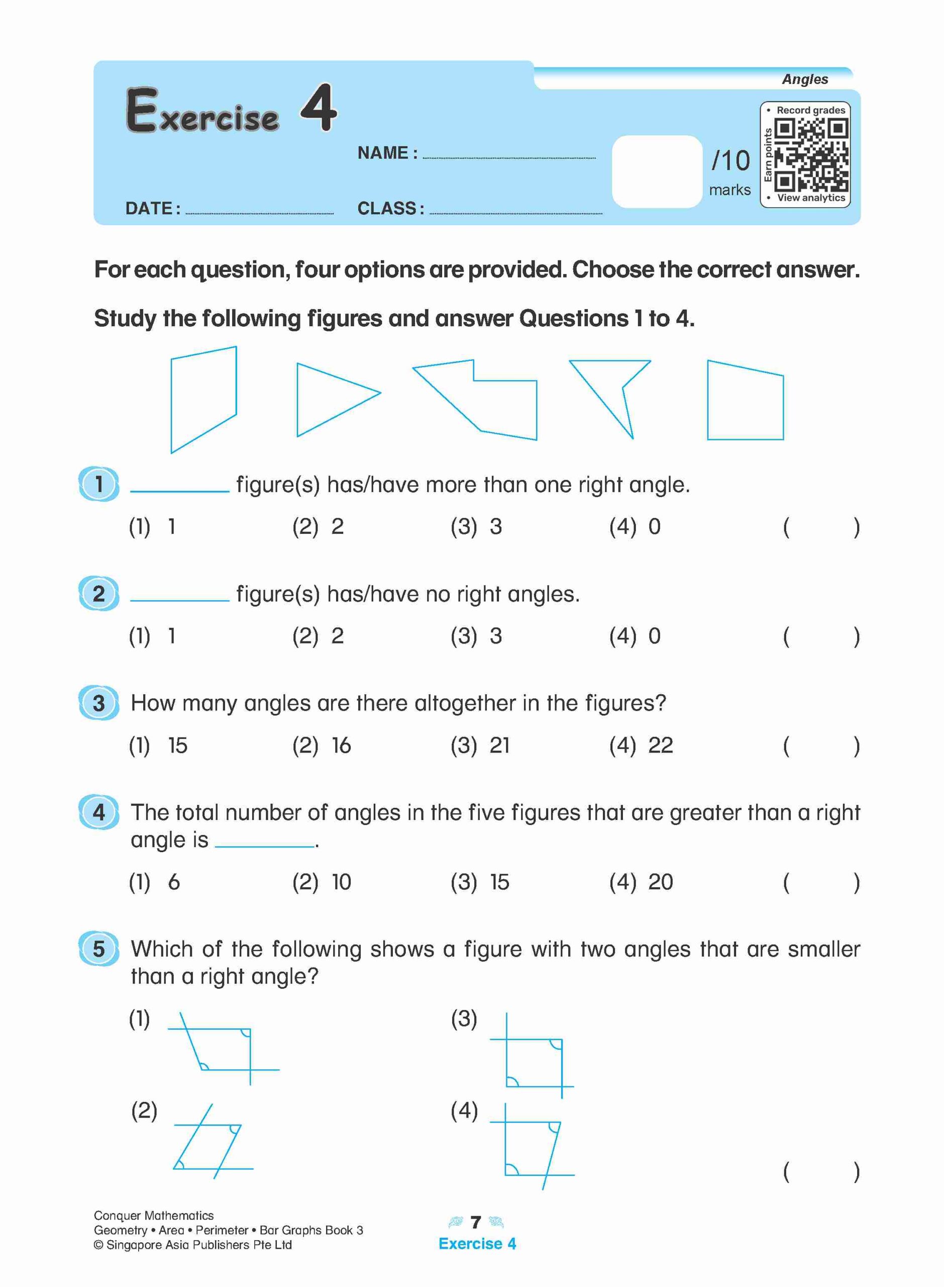 Conquer Mathematics Geometry . Area . Perimeter . Bar Graphs Workbook 3