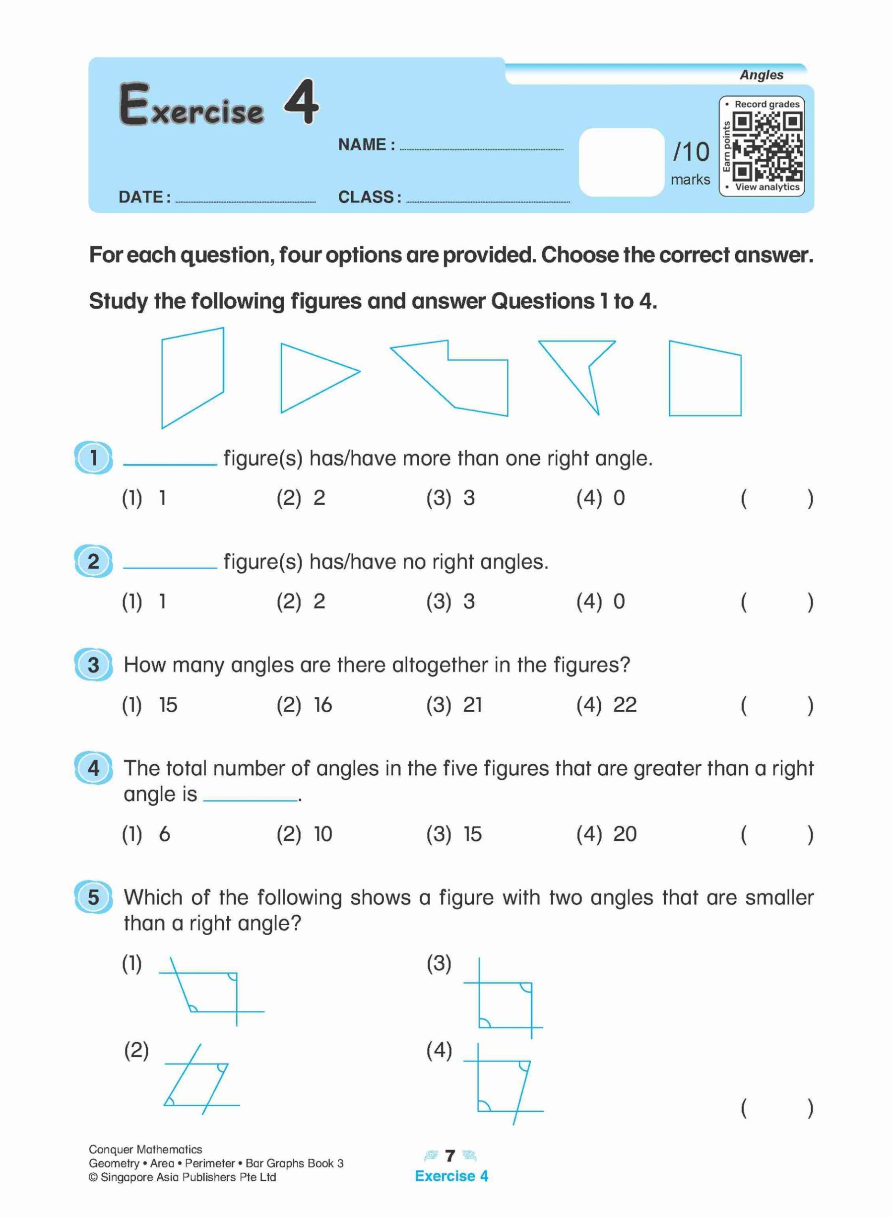 Conquer Mathematics Geometry . Area . Perimeter . Bar Graphs Workbook 3
