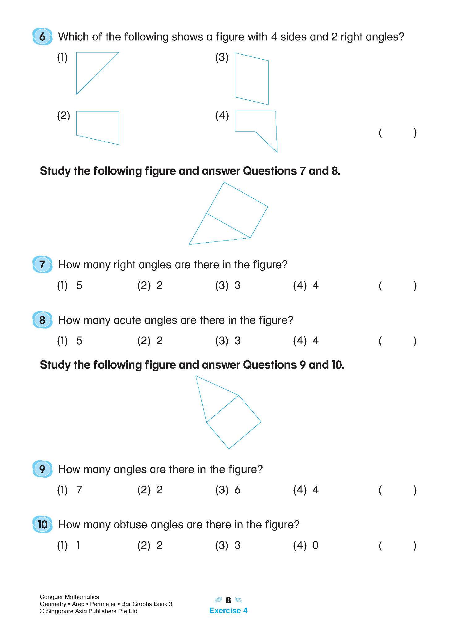 Conquer Mathematics Geometry . Area . Perimeter . Bar Graphs Workbook 3