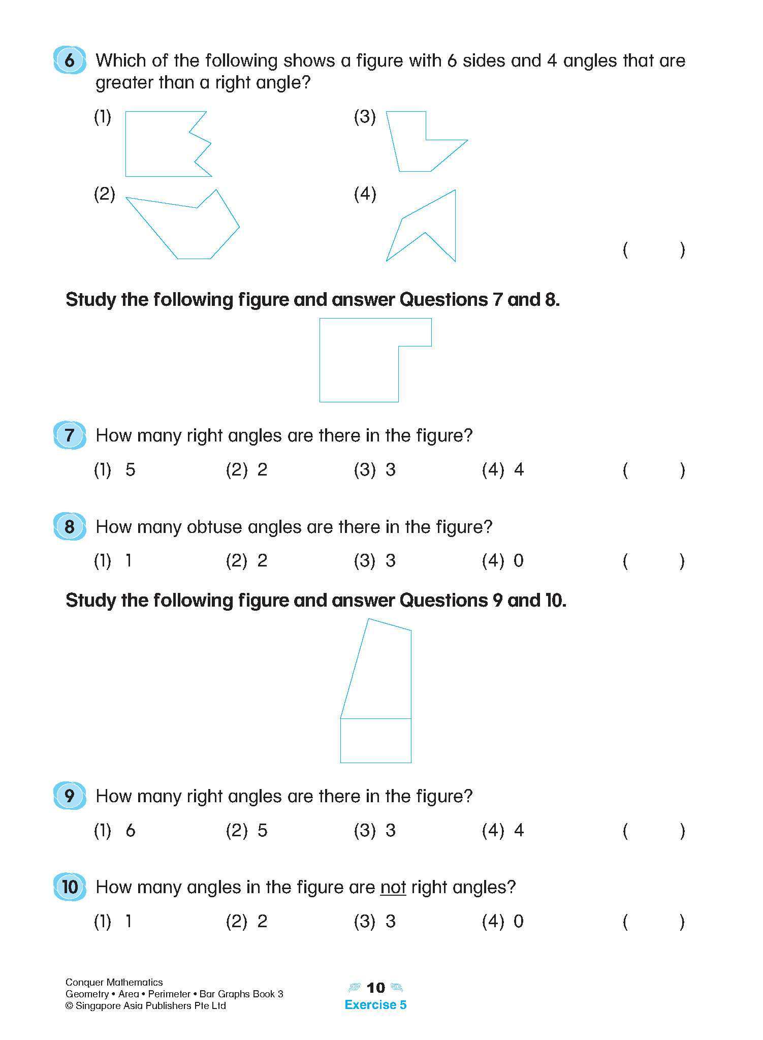 Conquer Mathematics Geometry . Area . Perimeter . Bar Graphs Workbook 3