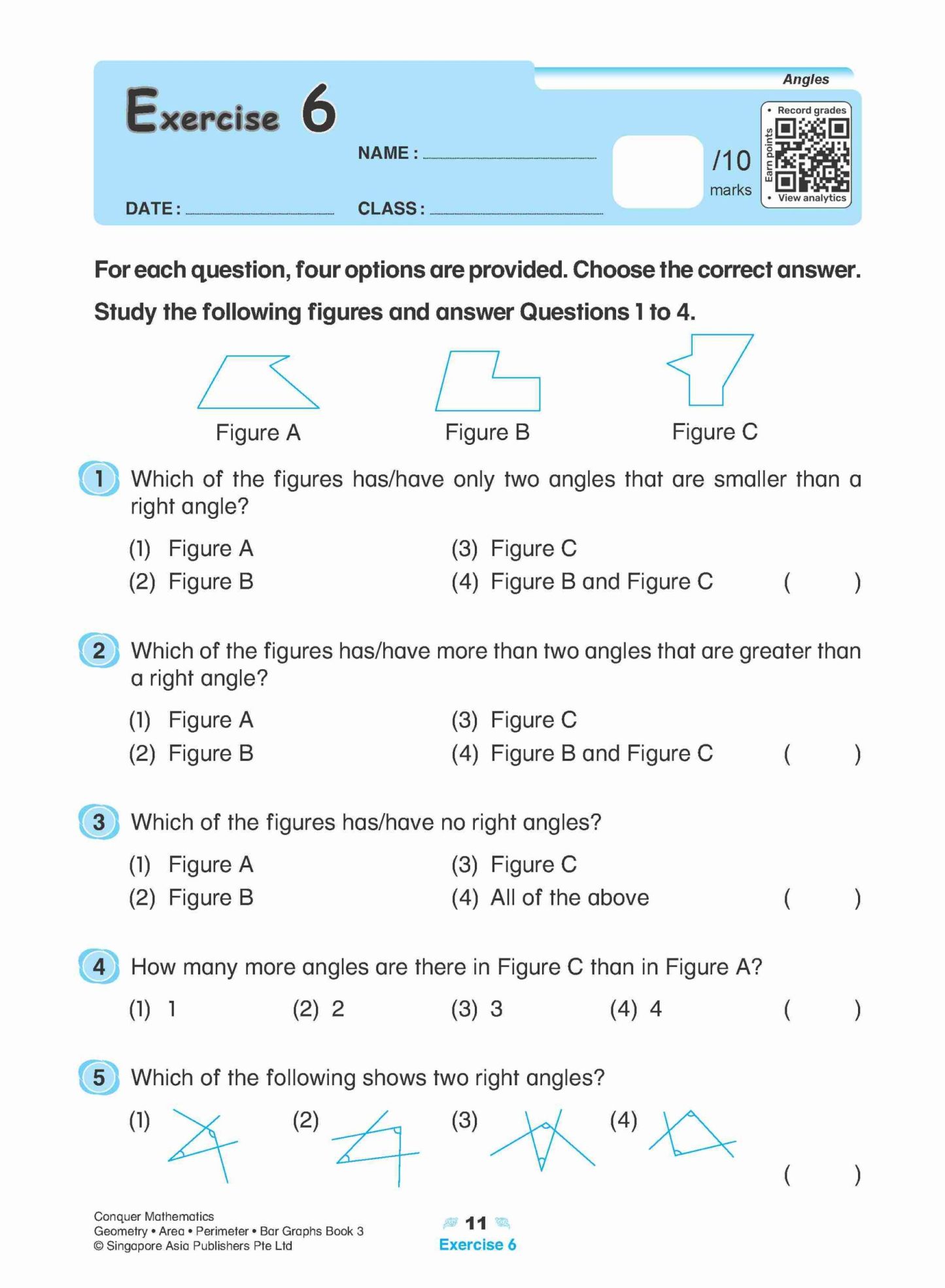 Conquer Mathematics Geometry . Area . Perimeter . Bar Graphs Workbook 3