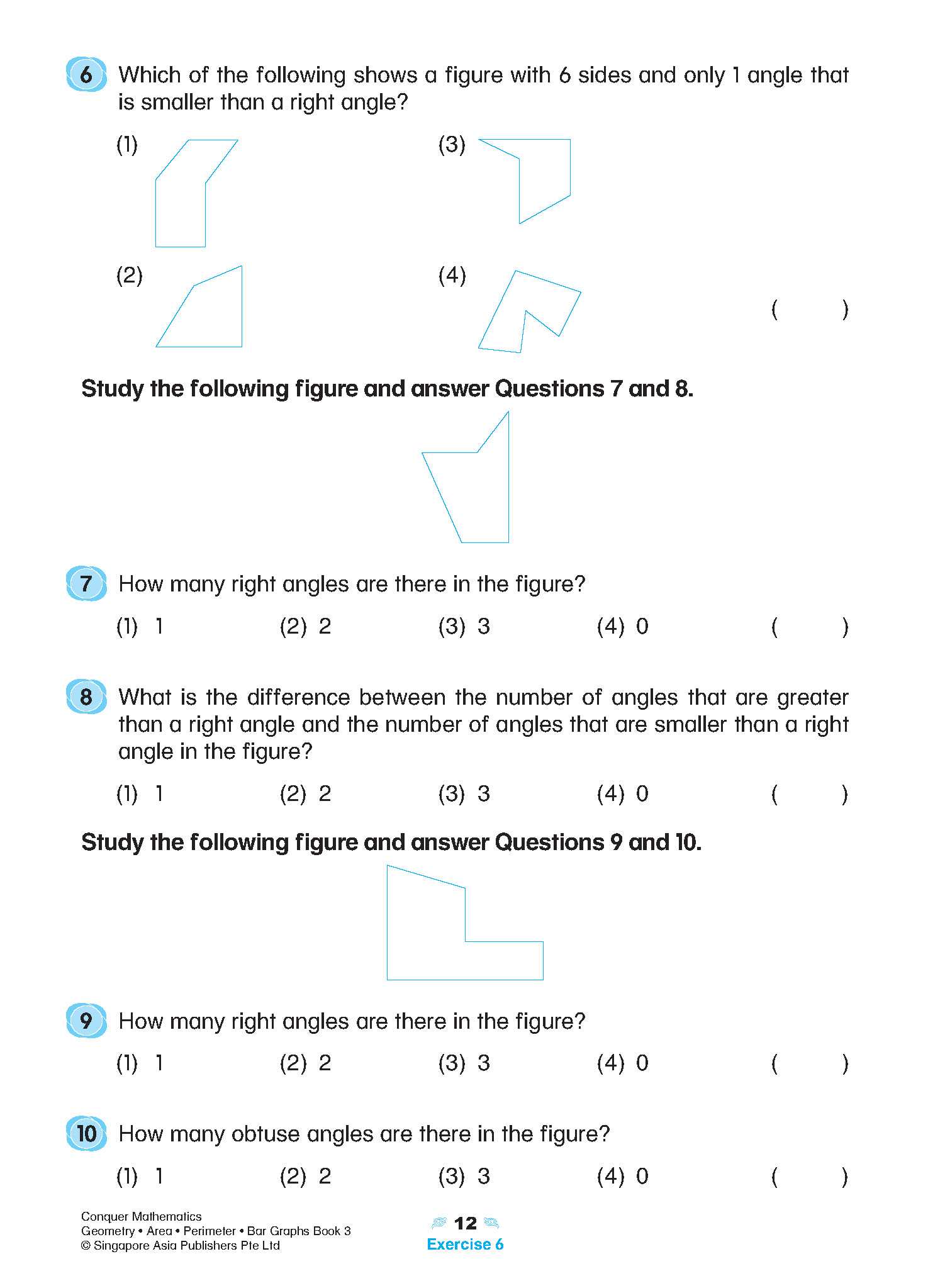 Conquer Mathematics Geometry . Area . Perimeter . Bar Graphs Workbook 3