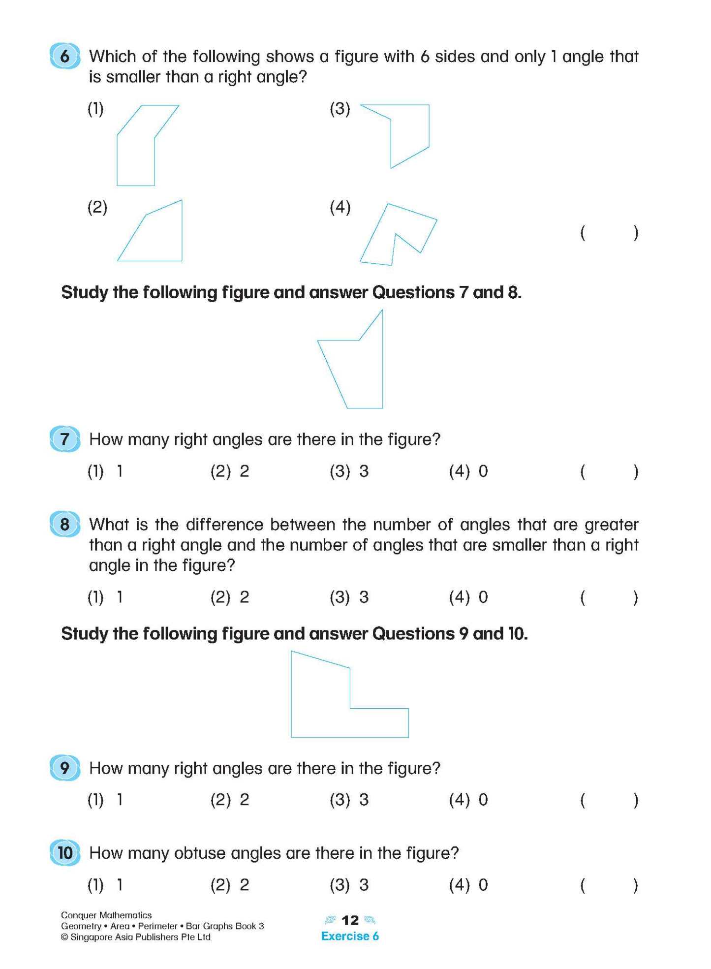 Conquer Mathematics Geometry . Area . Perimeter . Bar Graphs Workbook 3