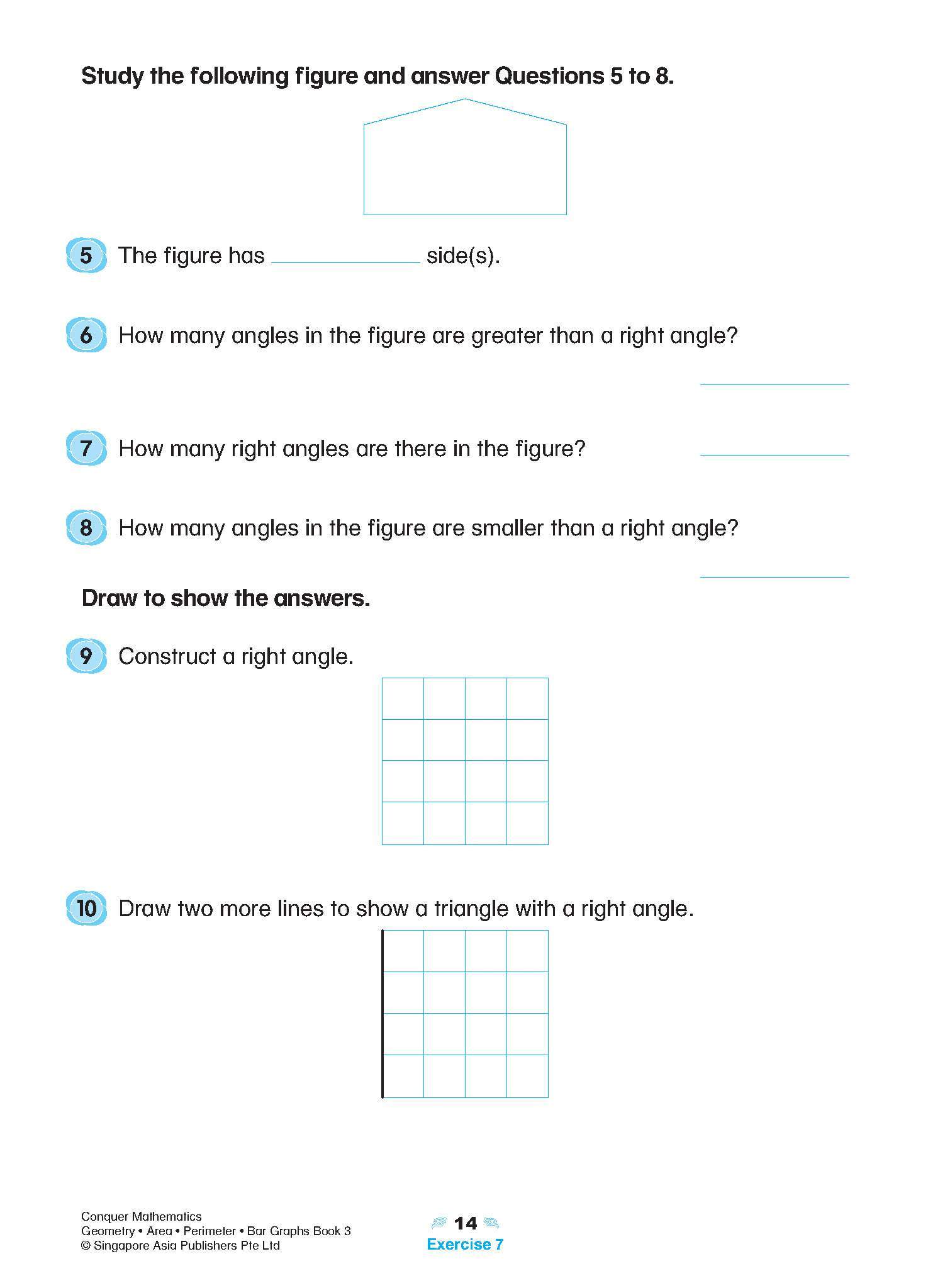 Conquer Mathematics Geometry . Area . Perimeter . Bar Graphs Workbook 3