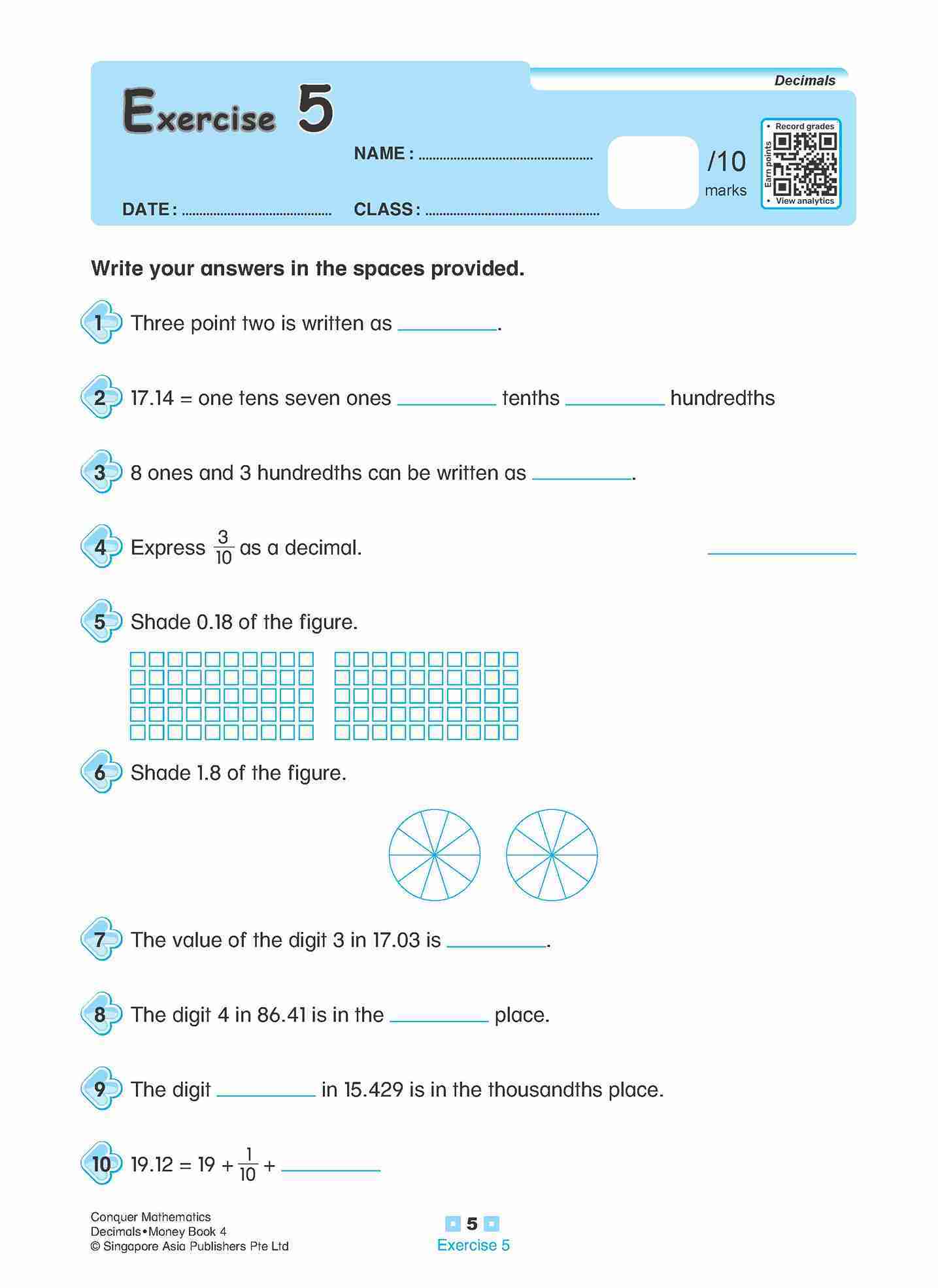 Conquer Mathematics Decimals • Money Workbook 4