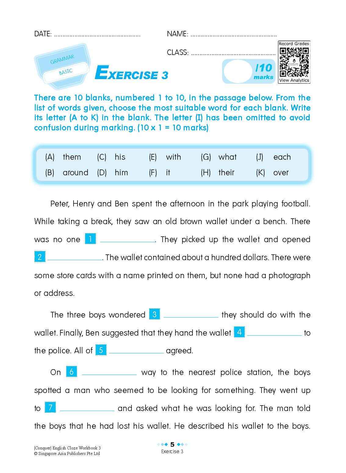 Conquer ENGLISH CLOZE Workbook 3