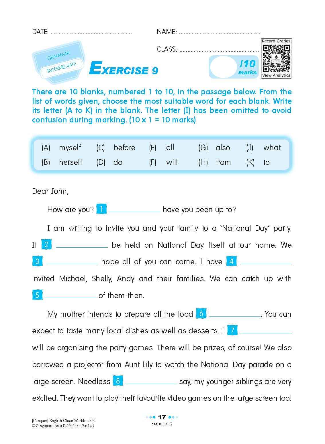 Conquer ENGLISH CLOZE Workbook 3