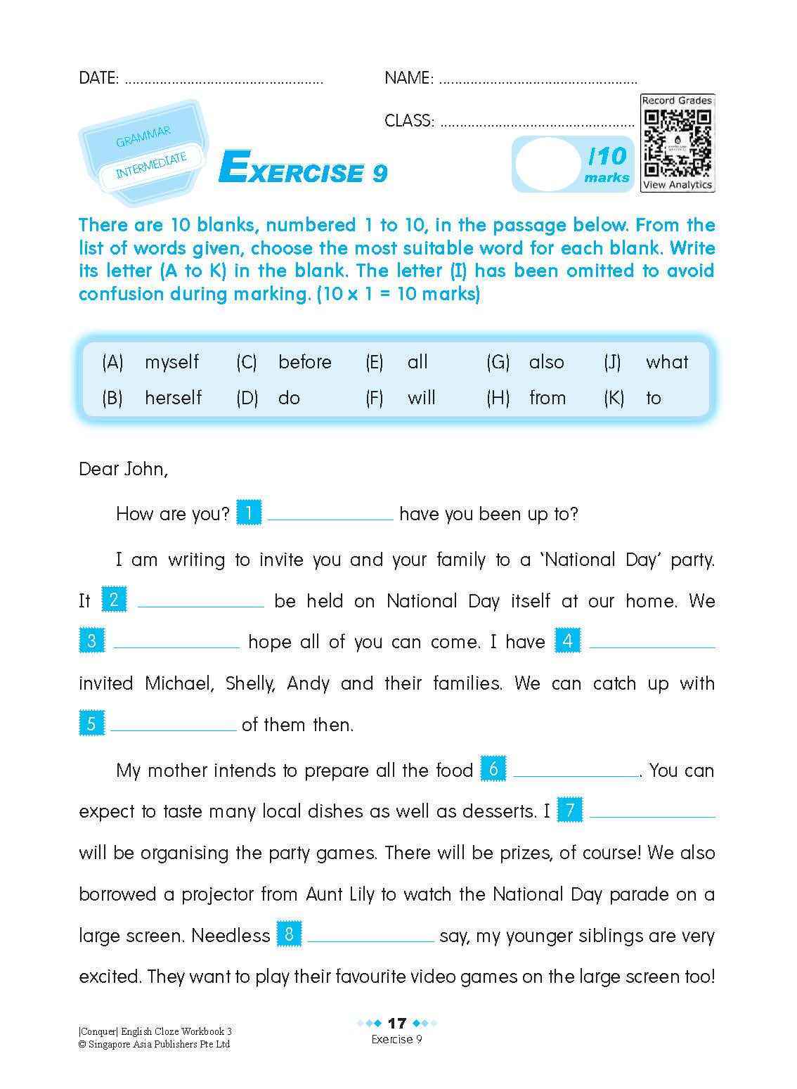 Conquer ENGLISH CLOZE Workbook 3