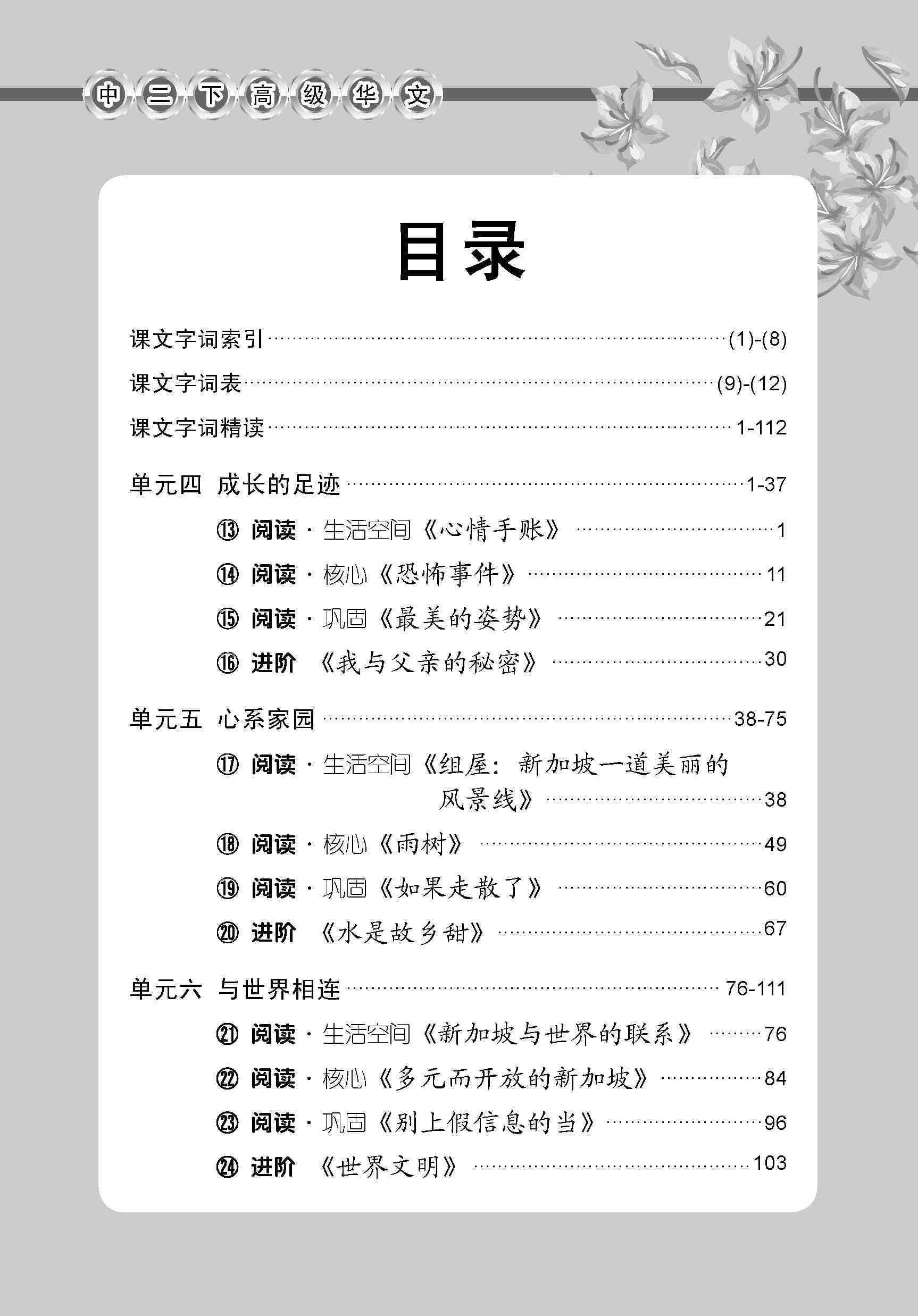 中学二年级高级华文课文字词手册 (二下) / A Handbook Of Vocabulary For Secondary 2B [Higher Chinese]