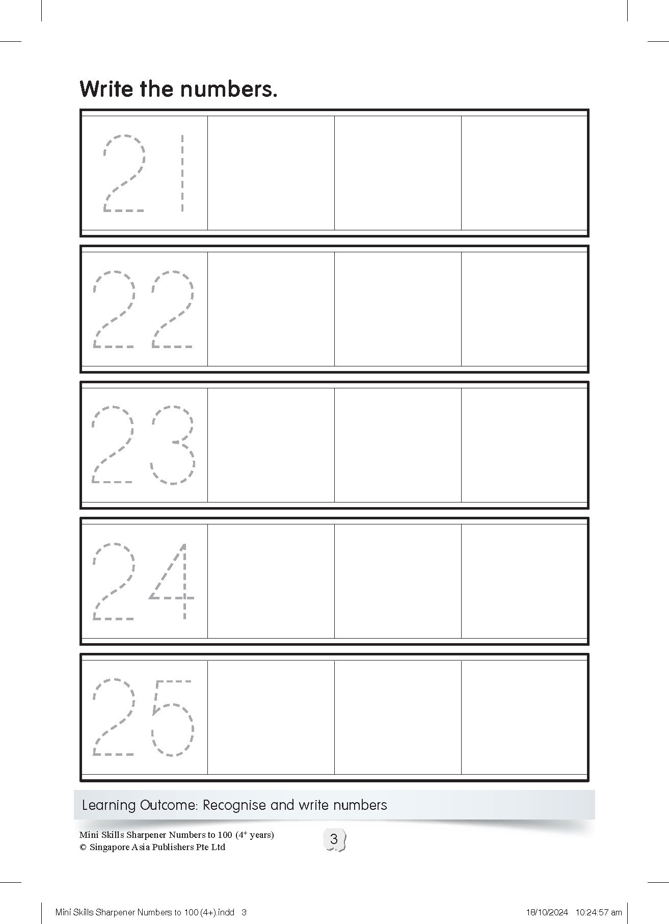 Mini Skills Sharpener NUMBERS 1 TO 100 (4+ Years)
