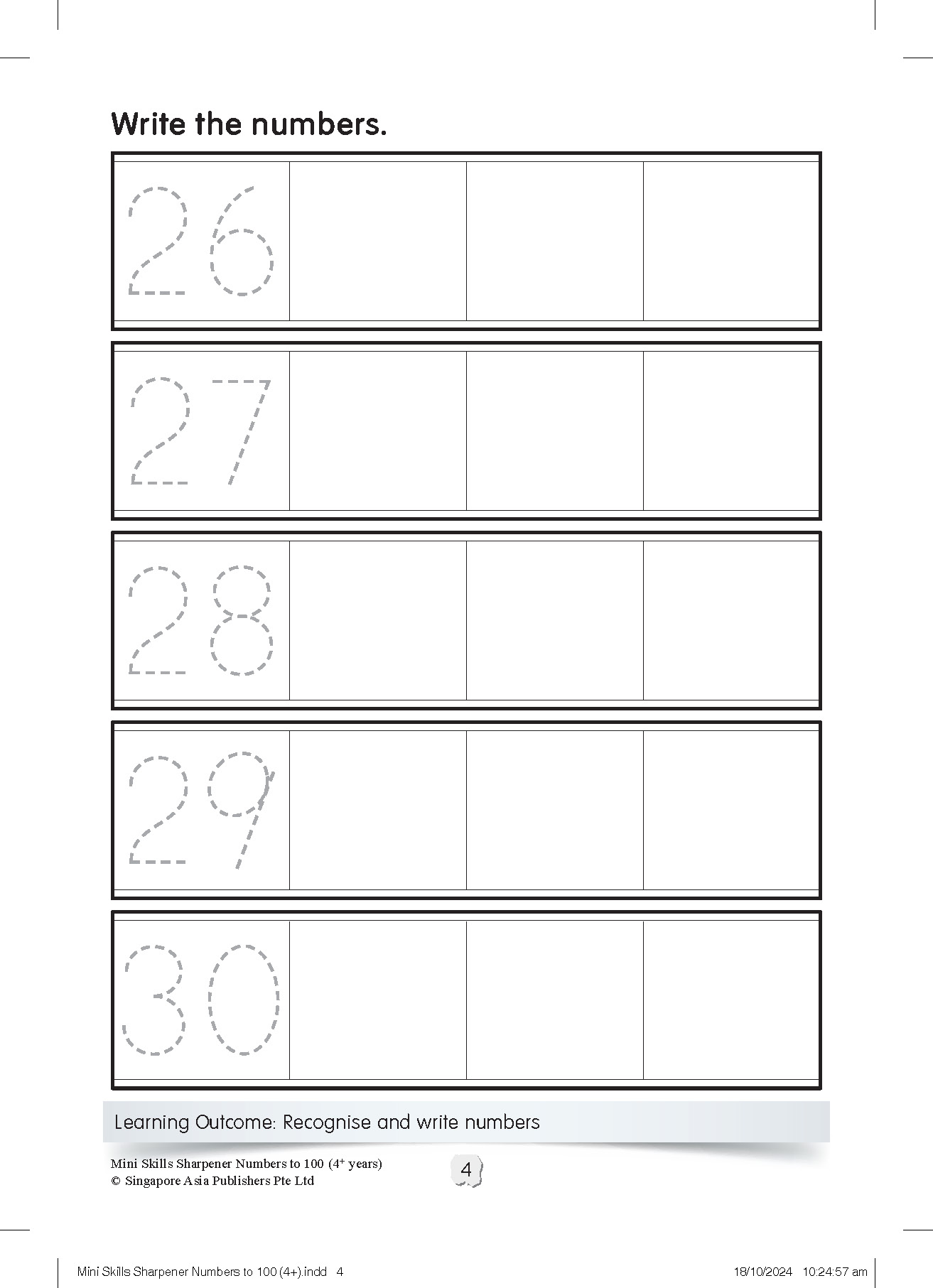 Mini Skills Sharpener NUMBERS 1 TO 100 (4+ Years)