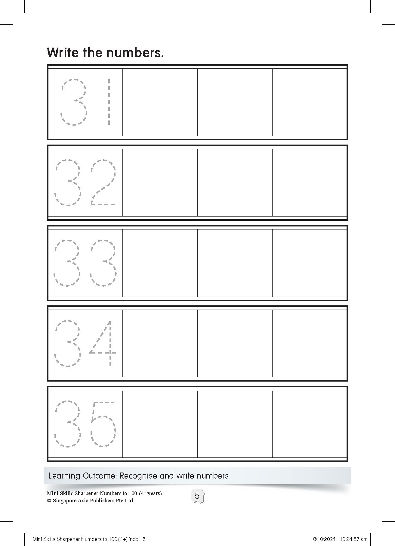 Mini Skills Sharpener NUMBERS 1 TO 100 (4+ Years)