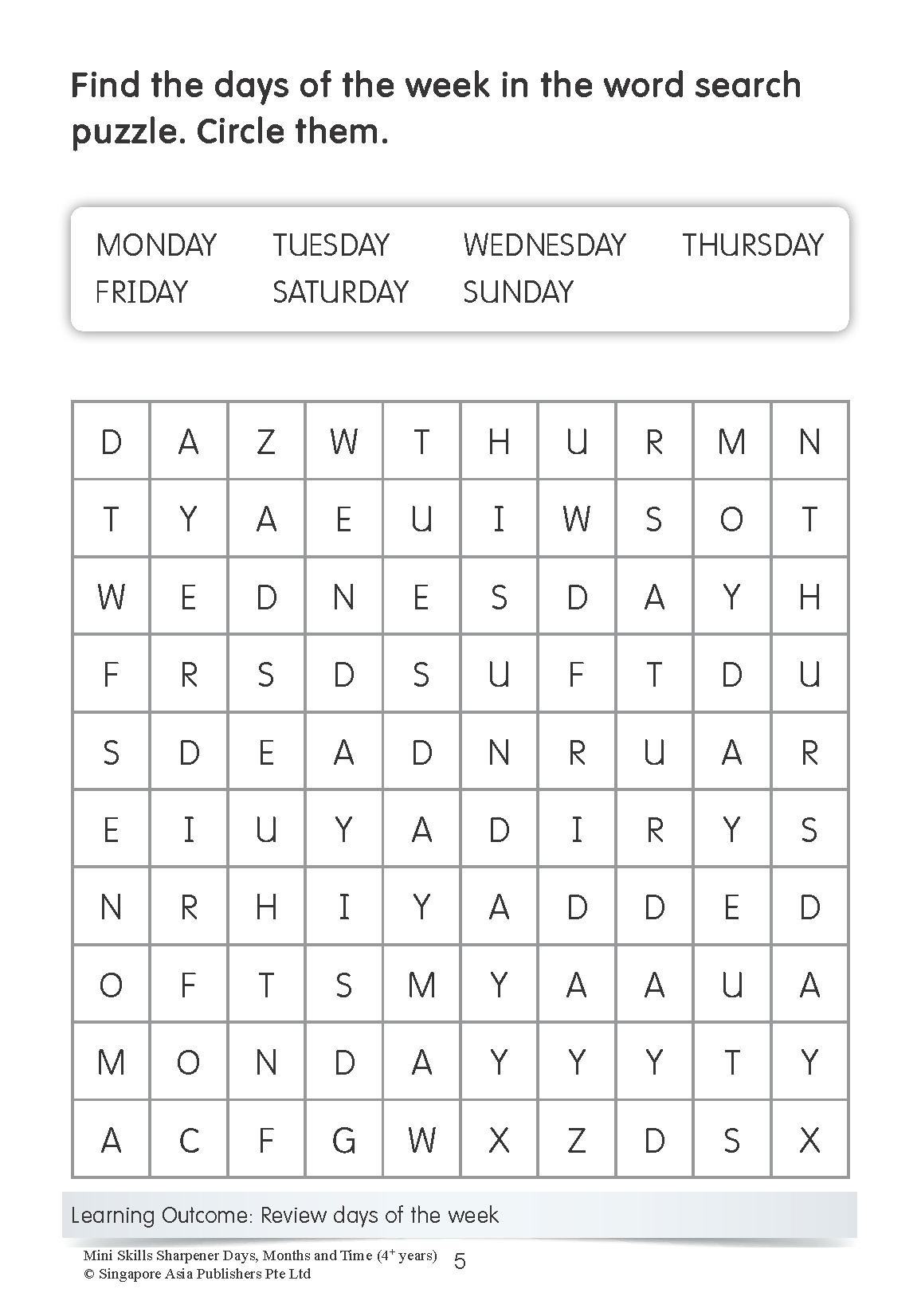 Mini Skills Sharpener DAYS, MONTHS AND TIME (4+ Years)