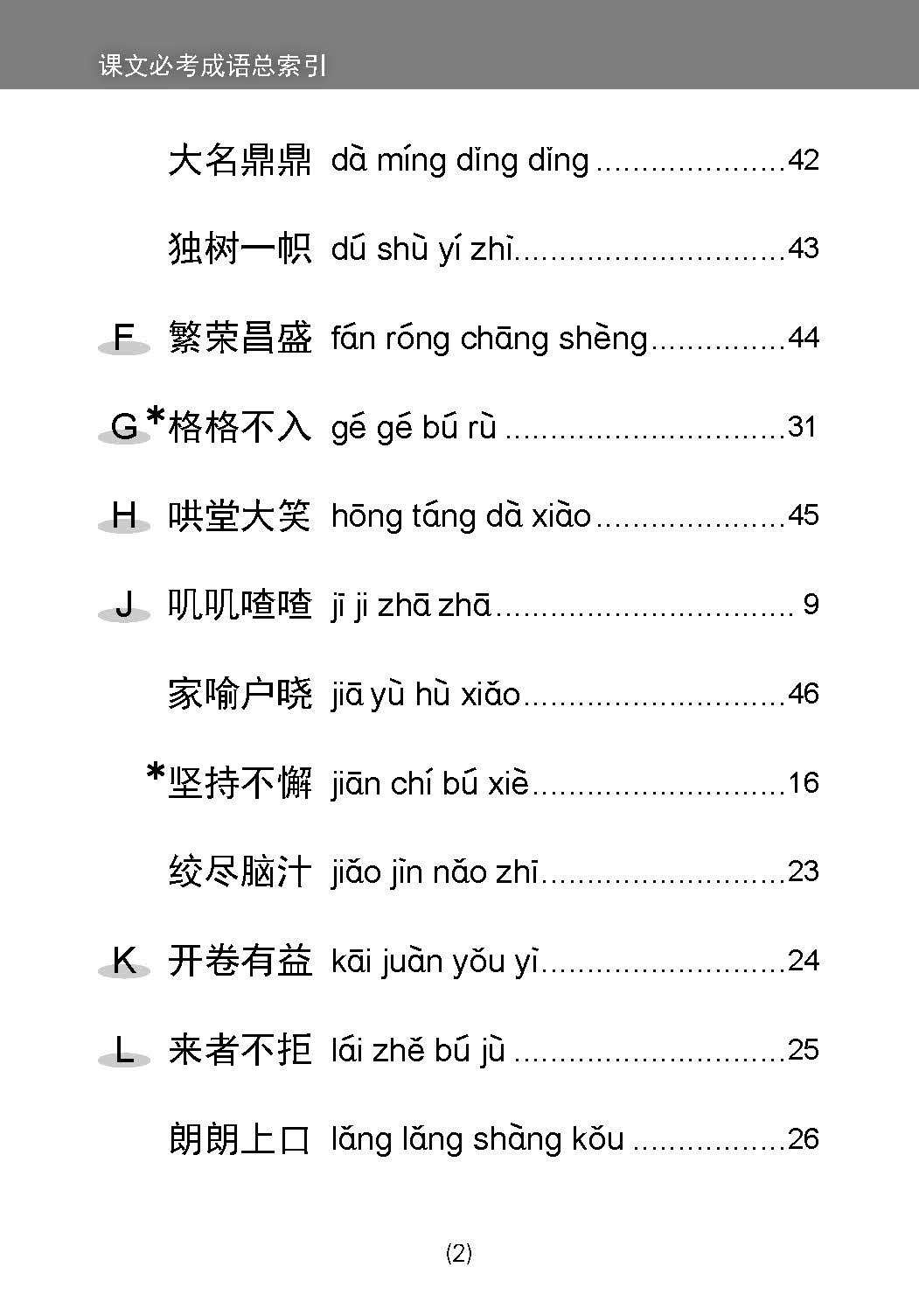 中学一年级 普通学术华文 / 快捷华文 / 高级华文 课文必考成语 / Examinable Idioms For Secondary 1 [Normal Academic / Express / Higher Chinese]