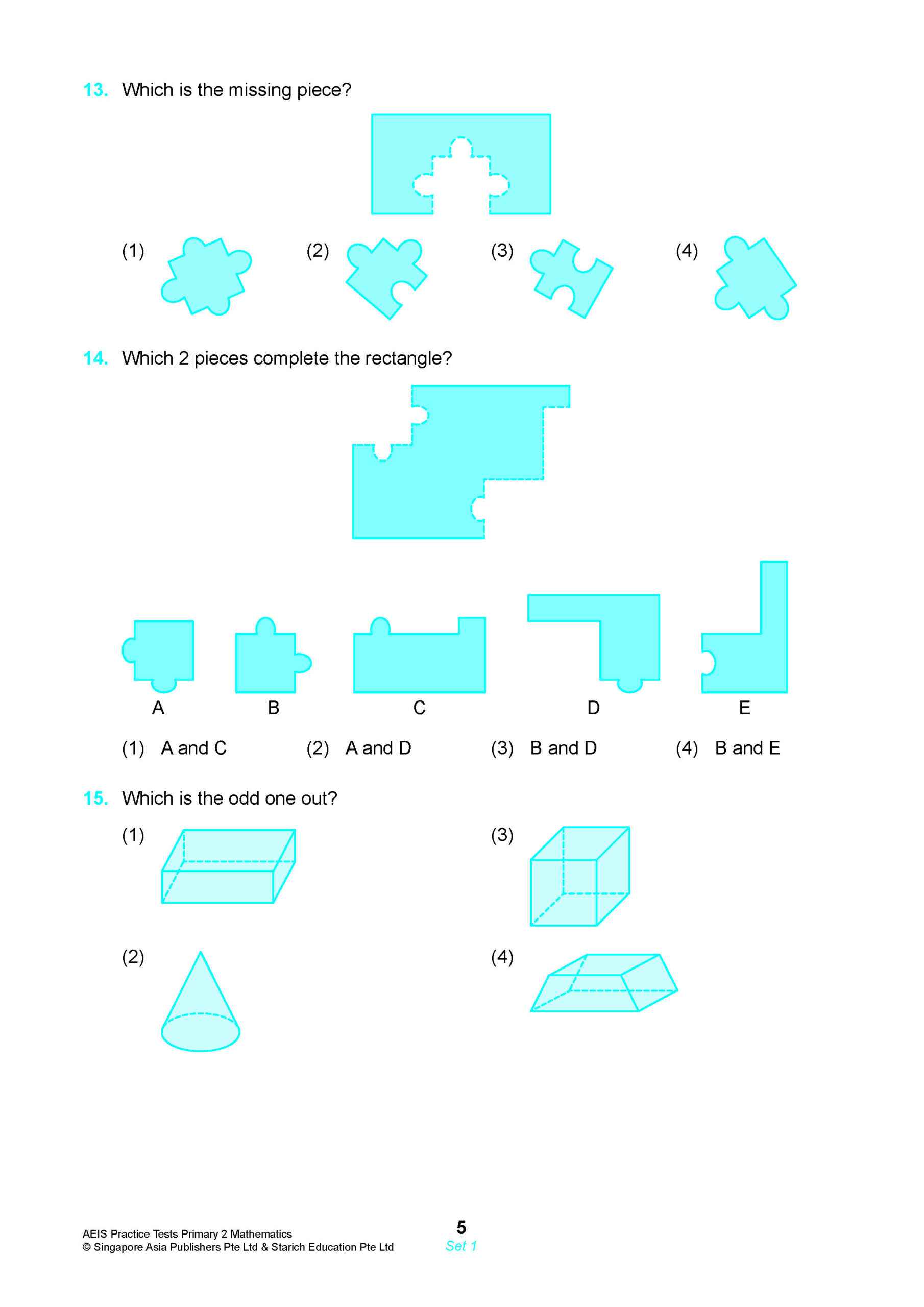 AEIS Practice Tests MATHEMATICS – Primary 2 (7 to 7+ Years)