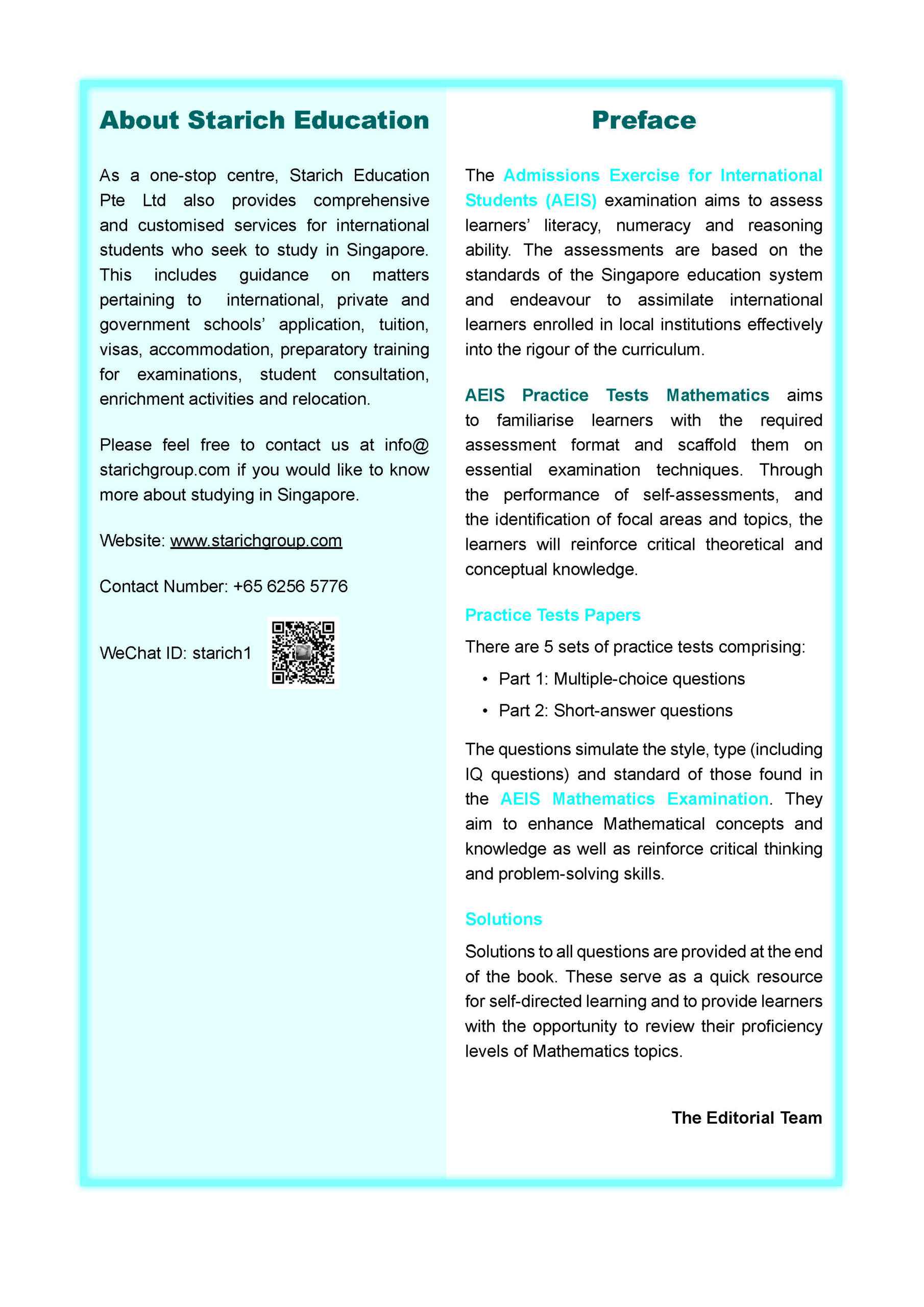 AEIS Practice Tests MATHEMATICS – Primary 2 (7 to 7+ Years)