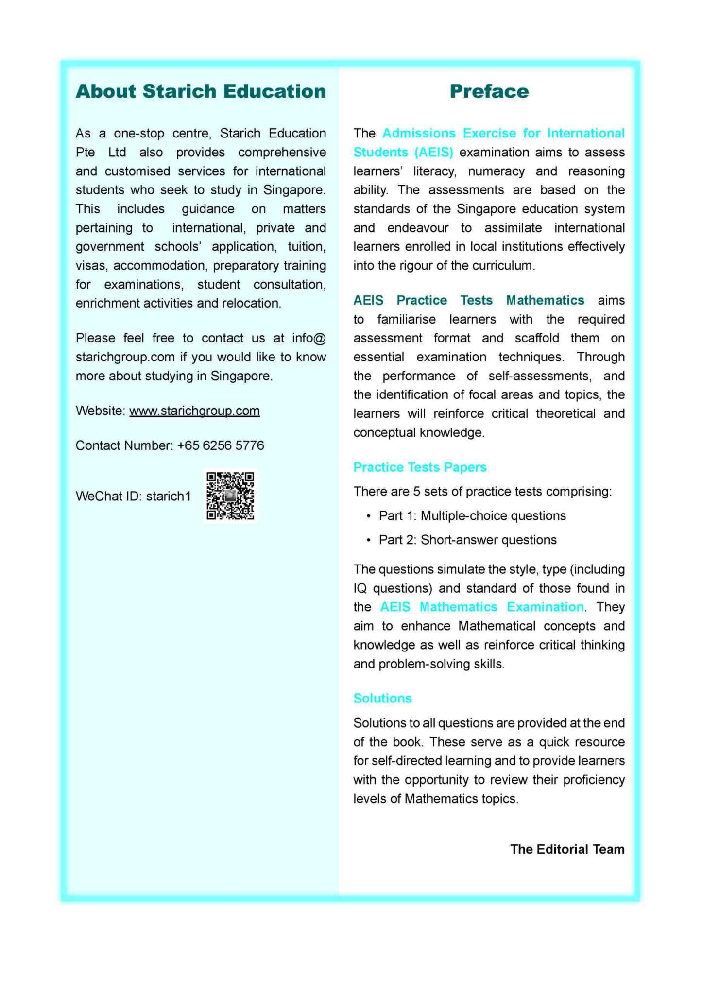 AEIS Practice Tests MATHEMATICS – Primary 2 (7 to 7+ Years)