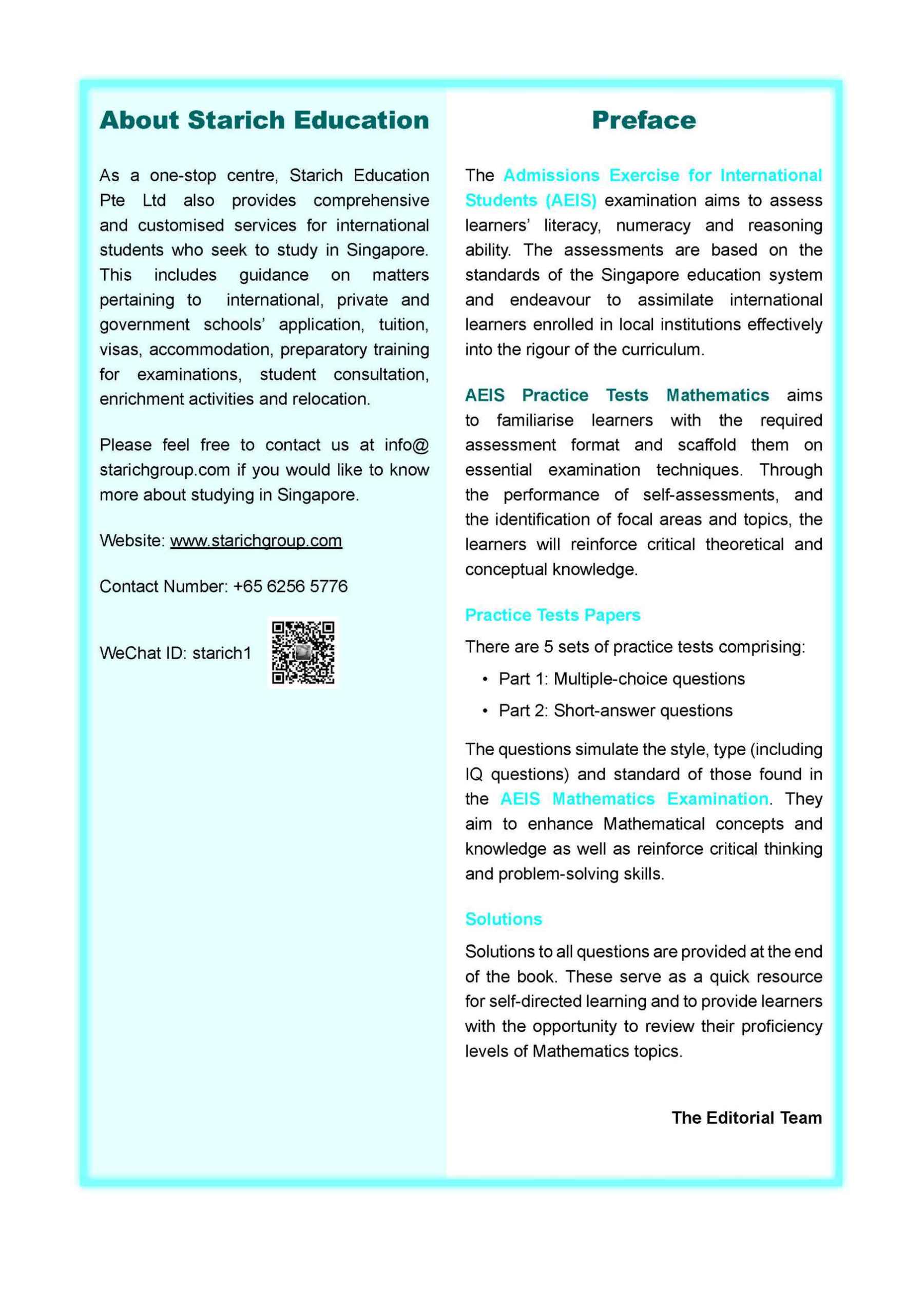 AEIS Practice Tests MATHEMATICS – Primary 2 (7 to 7+ Years)