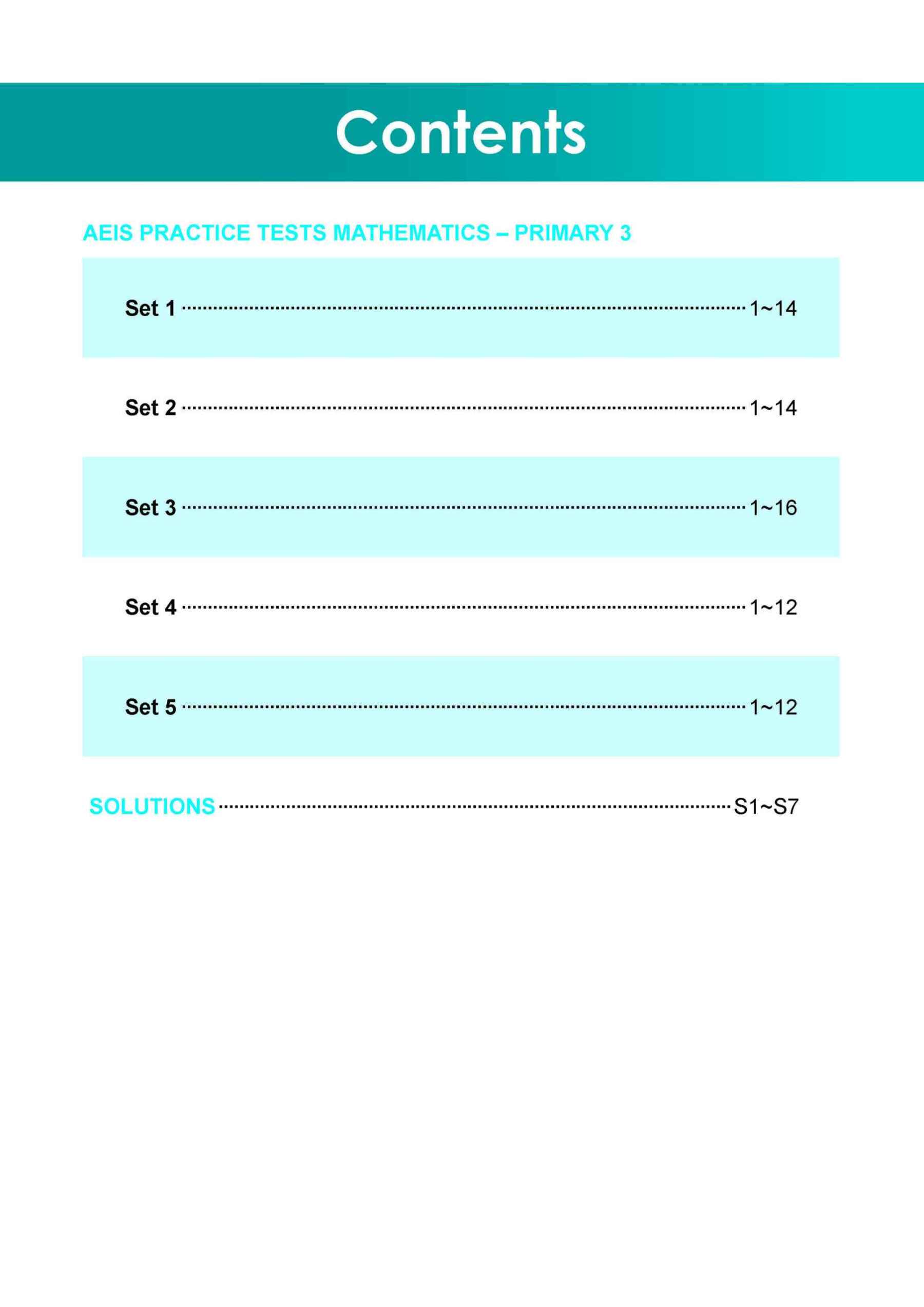 AEIS Practice Tests MATHEMATICS – Primary 3 (8 to 8+ Years)