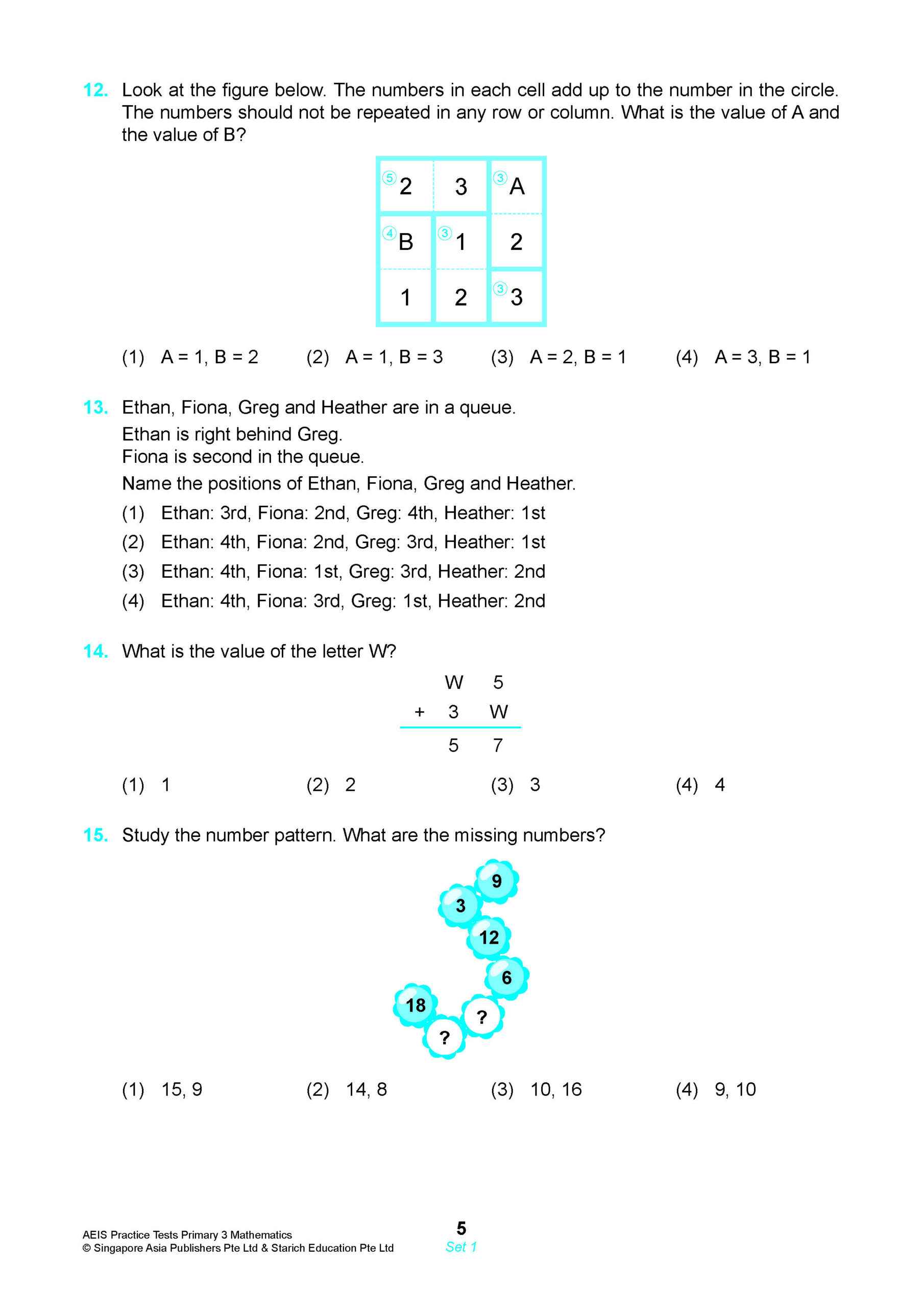 AEIS Practice Tests MATHEMATICS – Primary 3 (8 to 8+ Years)