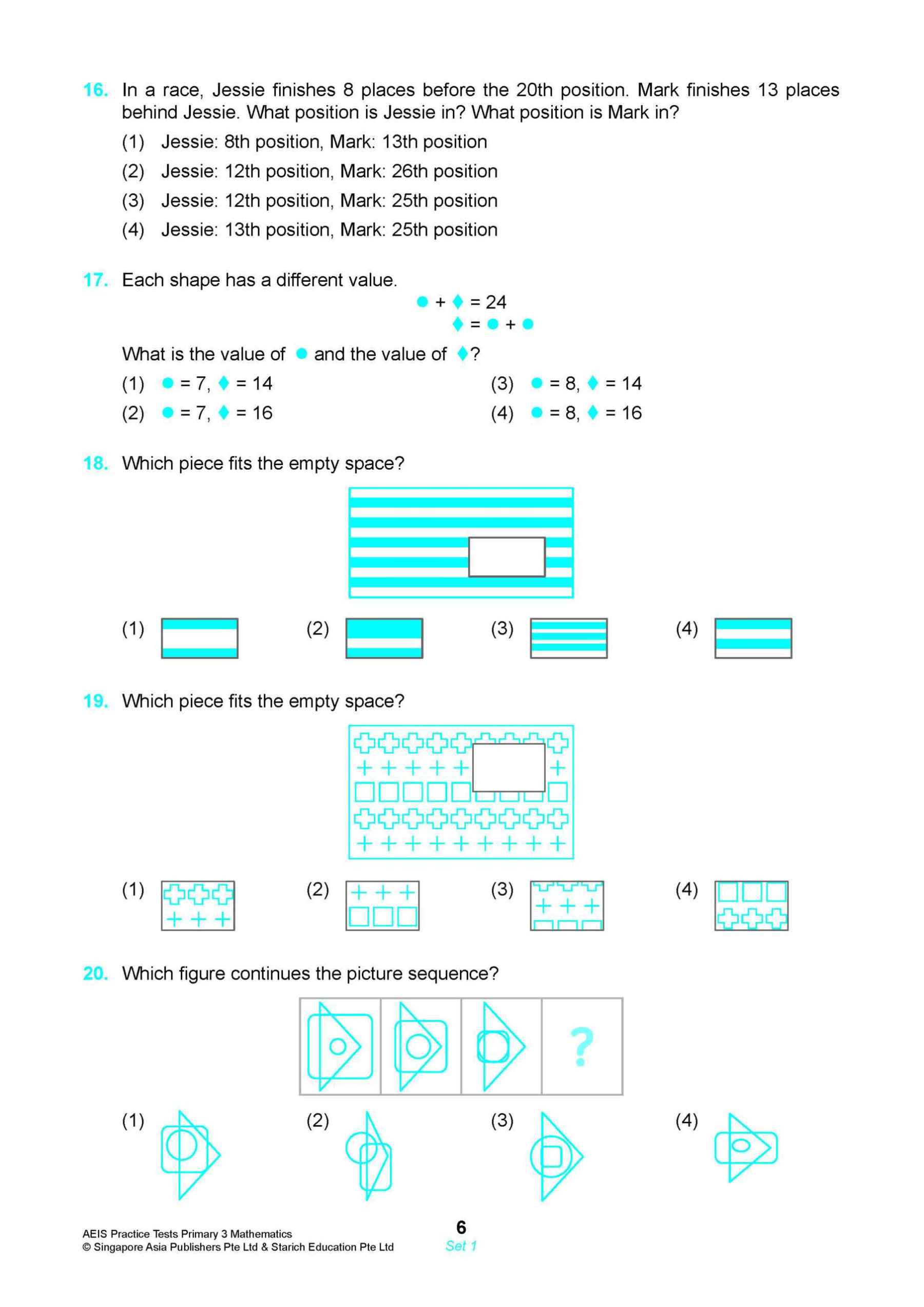AEIS Practice Tests MATHEMATICS – Primary 3 (8 to 8+ Years)