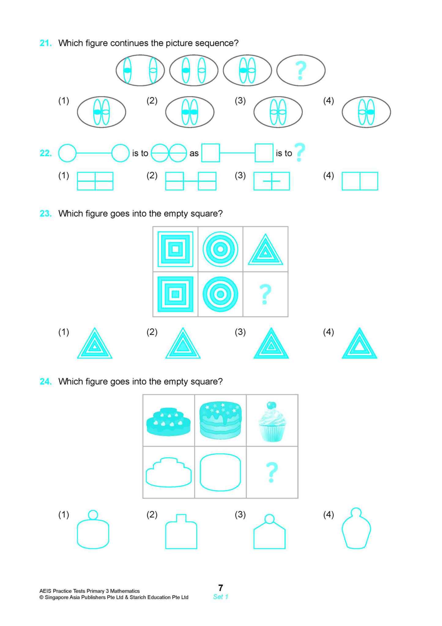 AEIS Practice Tests MATHEMATICS – Primary 3 (8 to 8+ Years)